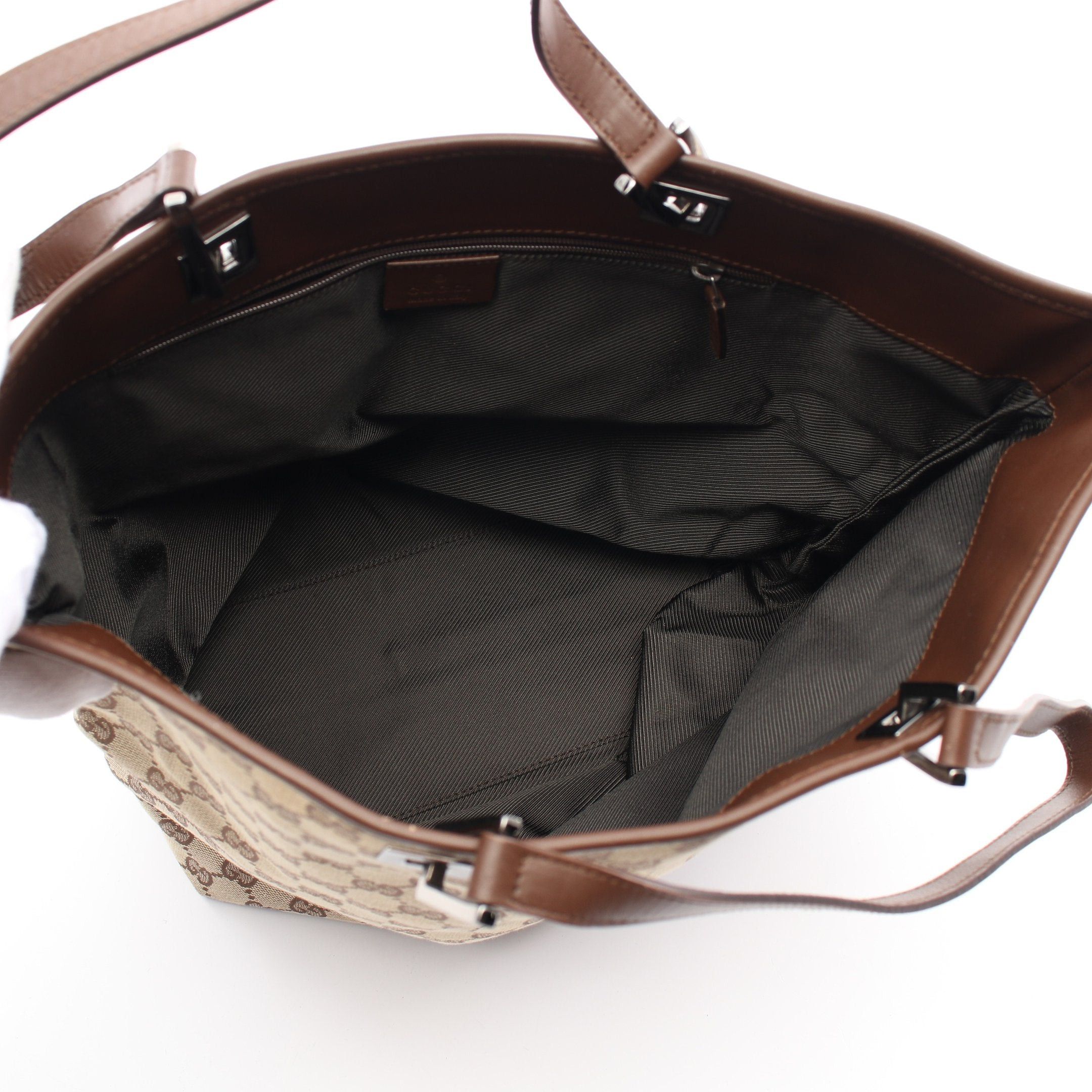 Gucci Gucci Gg Canvas Shoulder Bag Tote Leather Beige Dark Brown Size ONE SIZE - 3 Thumbnail