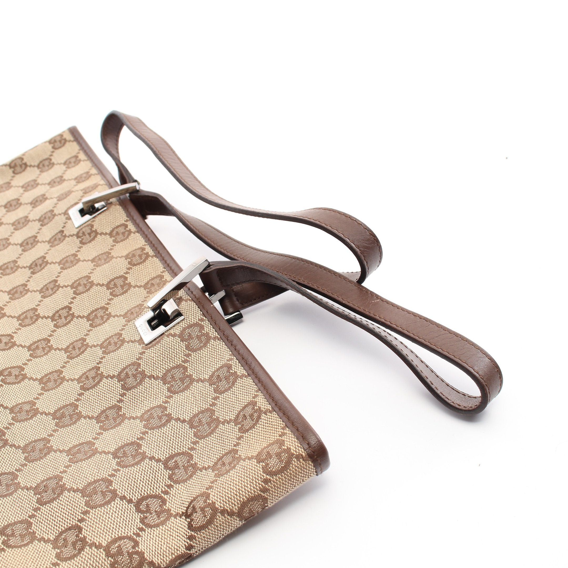 Gucci Gucci Gg Canvas Shoulder Bag Tote Leather Beige Dark Brown Size ONE SIZE - 6 Thumbnail