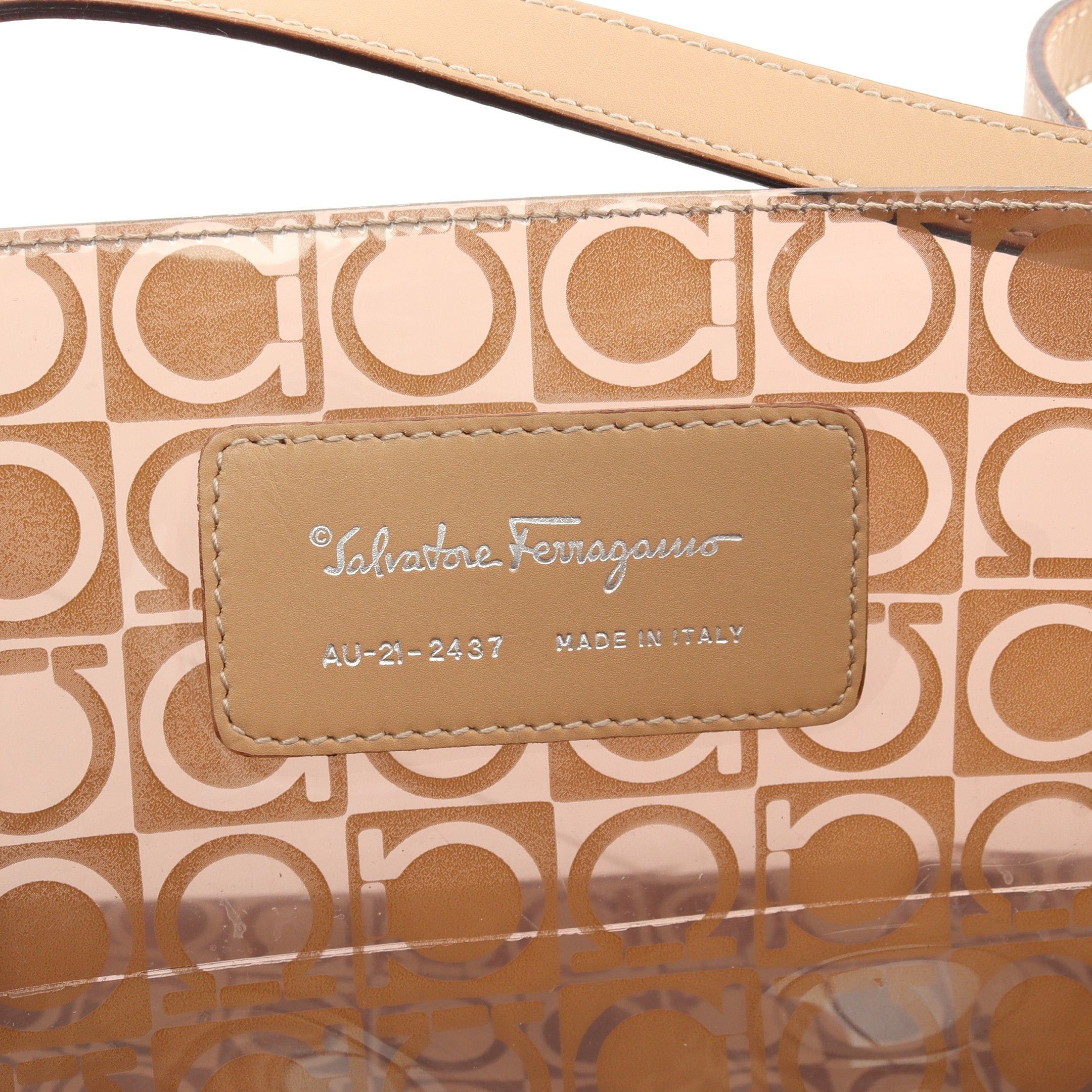 Salvatore Ferragamo Salvatore Ferragamo Gancini Shoulder Bag Tote Vinyl Leather Beige Brown Size ONE SIZE - 4 Thumbnail