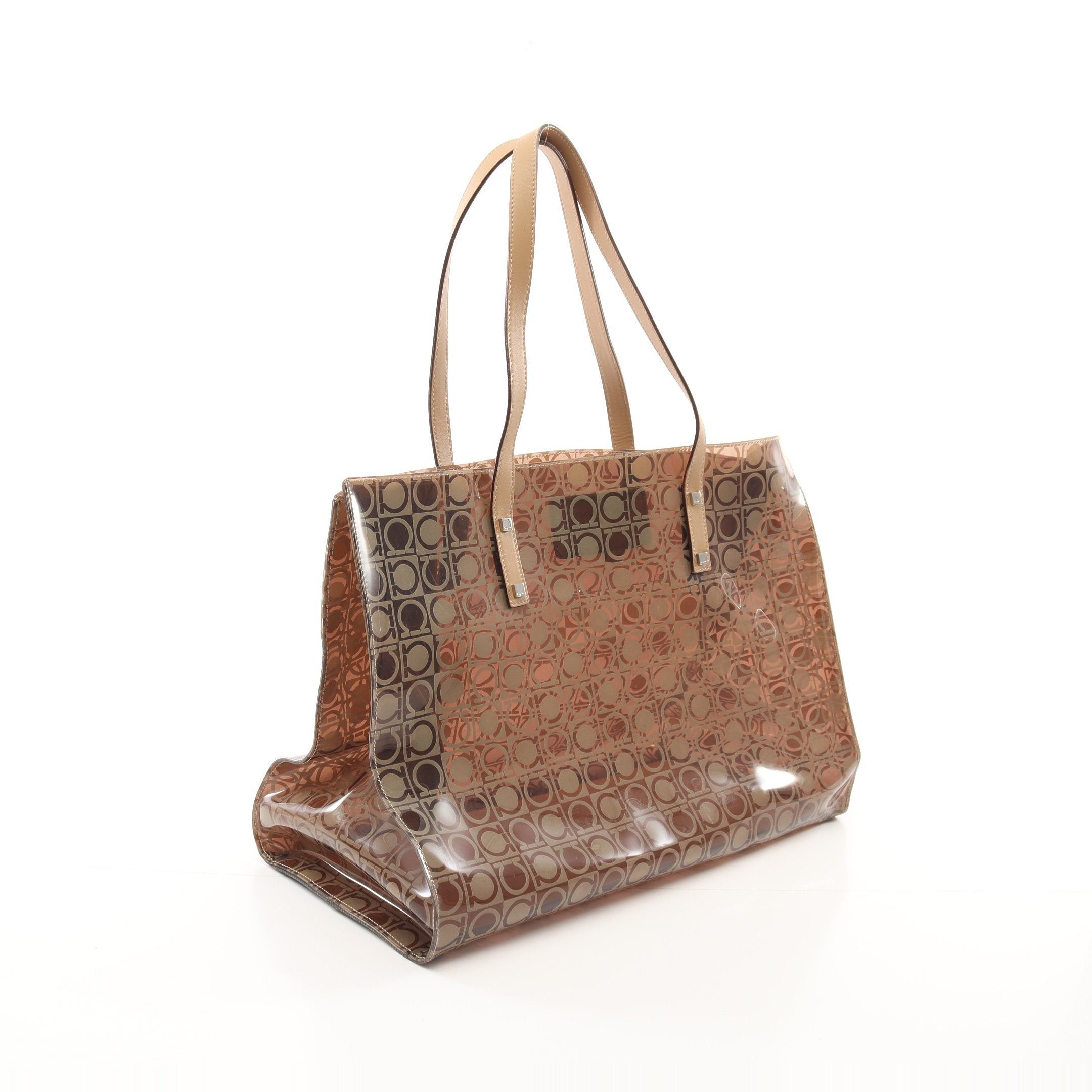 Salvatore Ferragamo Salvatore Ferragamo Gancini Shoulder Bag Tote Vinyl Leather Beige Brown Size ONE SIZE - 2 Thumbnail