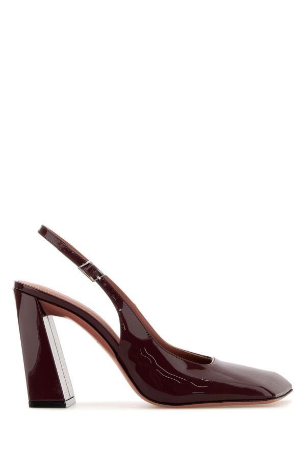 Amina Muaddi Grape Leather Charlotte Pumps Size US 8 / IT 38 - 3 Thumbnail