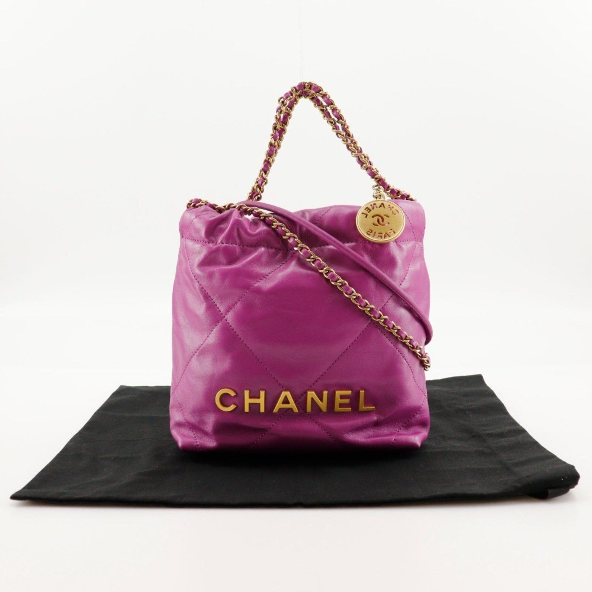 Chanel CHANEL 22 Shoulder Bag Handbag AS3980 Calfskin Purple 2way Mini Women's Size ONE SIZE - 11 Thumbnail