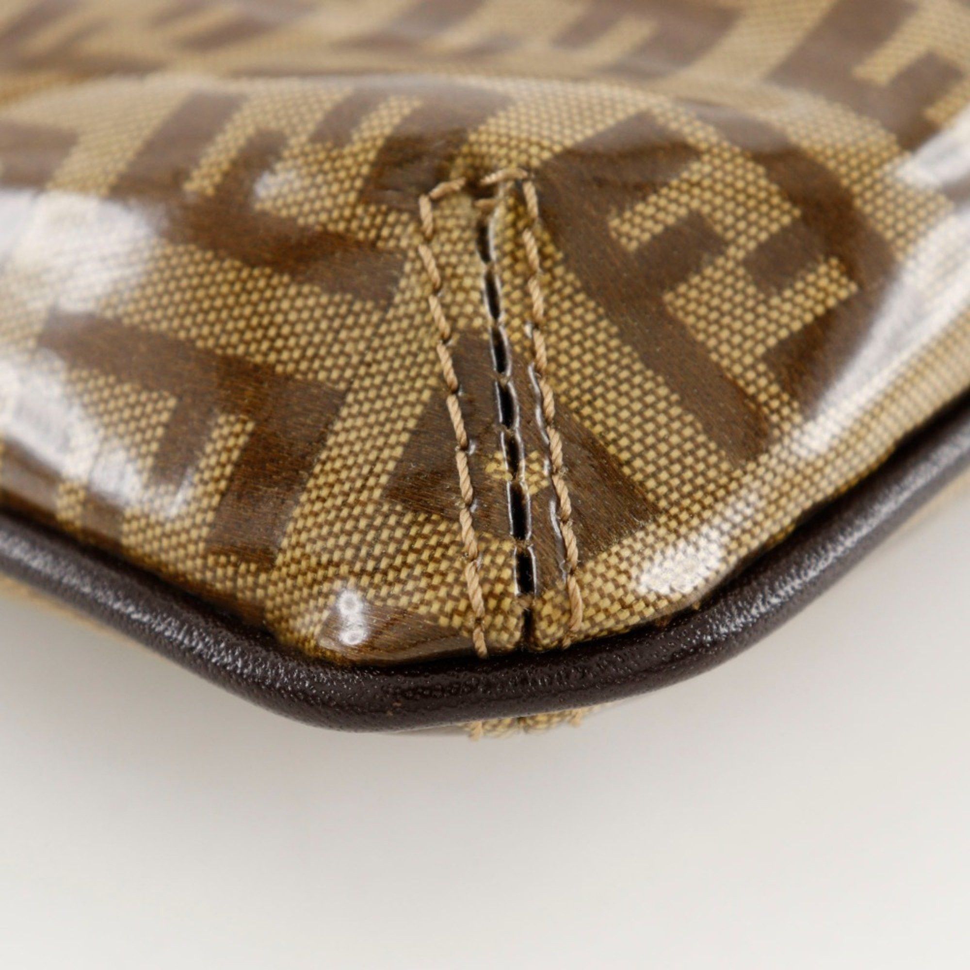 Fendi FENDI Mamma Bucket Shoulder Bag Zucchino Clutch Vinyl Brown 2way Women's Size ONE SIZE - 4 Thumbnail