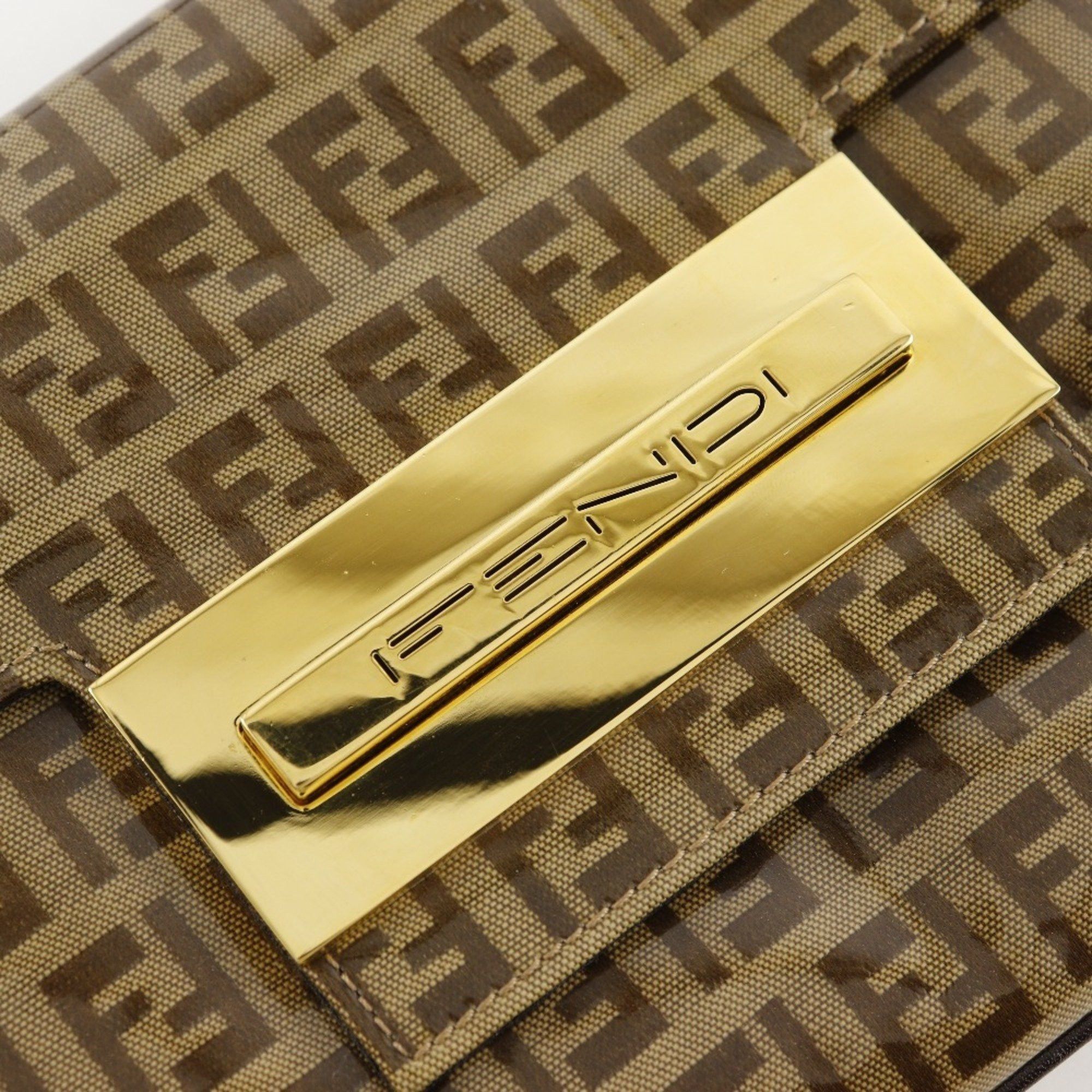 Fendi FENDI Mamma Bucket Shoulder Bag Zucchino Clutch Vinyl Brown 2way Women's Size ONE SIZE - 13 Thumbnail