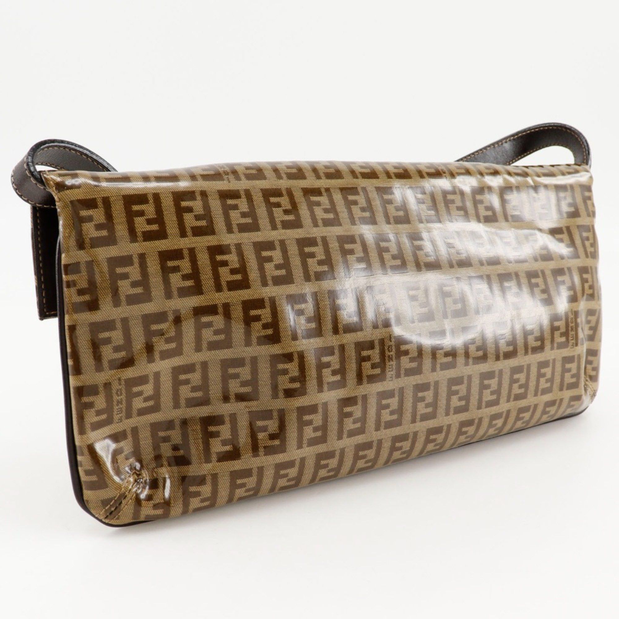 Fendi FENDI Mamma Bucket Shoulder Bag Zucchino Clutch Vinyl Brown 2way Women's Size ONE SIZE - 3 Thumbnail