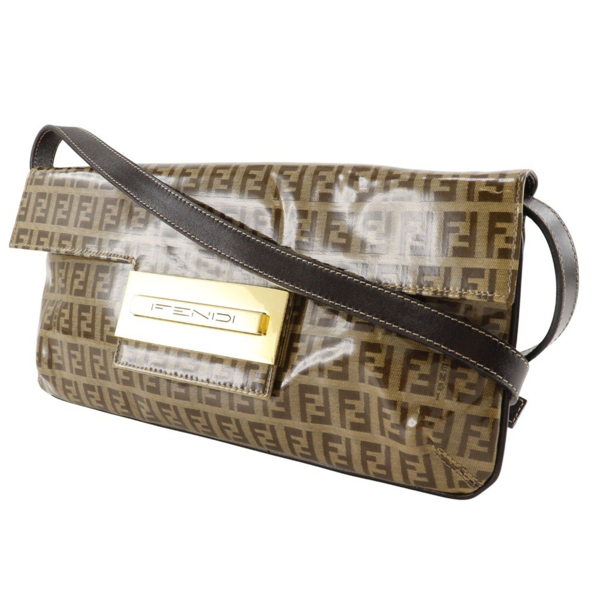 Fendi FENDI Mamma Bucket Shoulder Bag Zucchino Clutch Vinyl Brown 2way Women's Size ONE SIZE - 2 Thumbnail