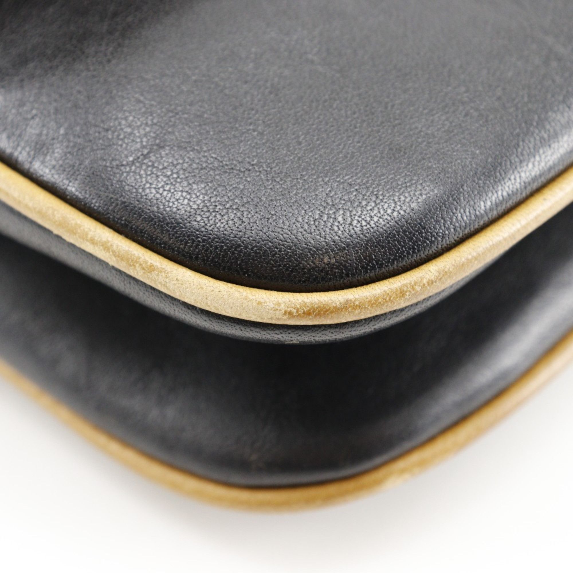 Celine CELINE Old Celine Shoulder Bag Clutch Calf Black A5 Snap Button Women's Size ONE SIZE - 4 Thumbnail