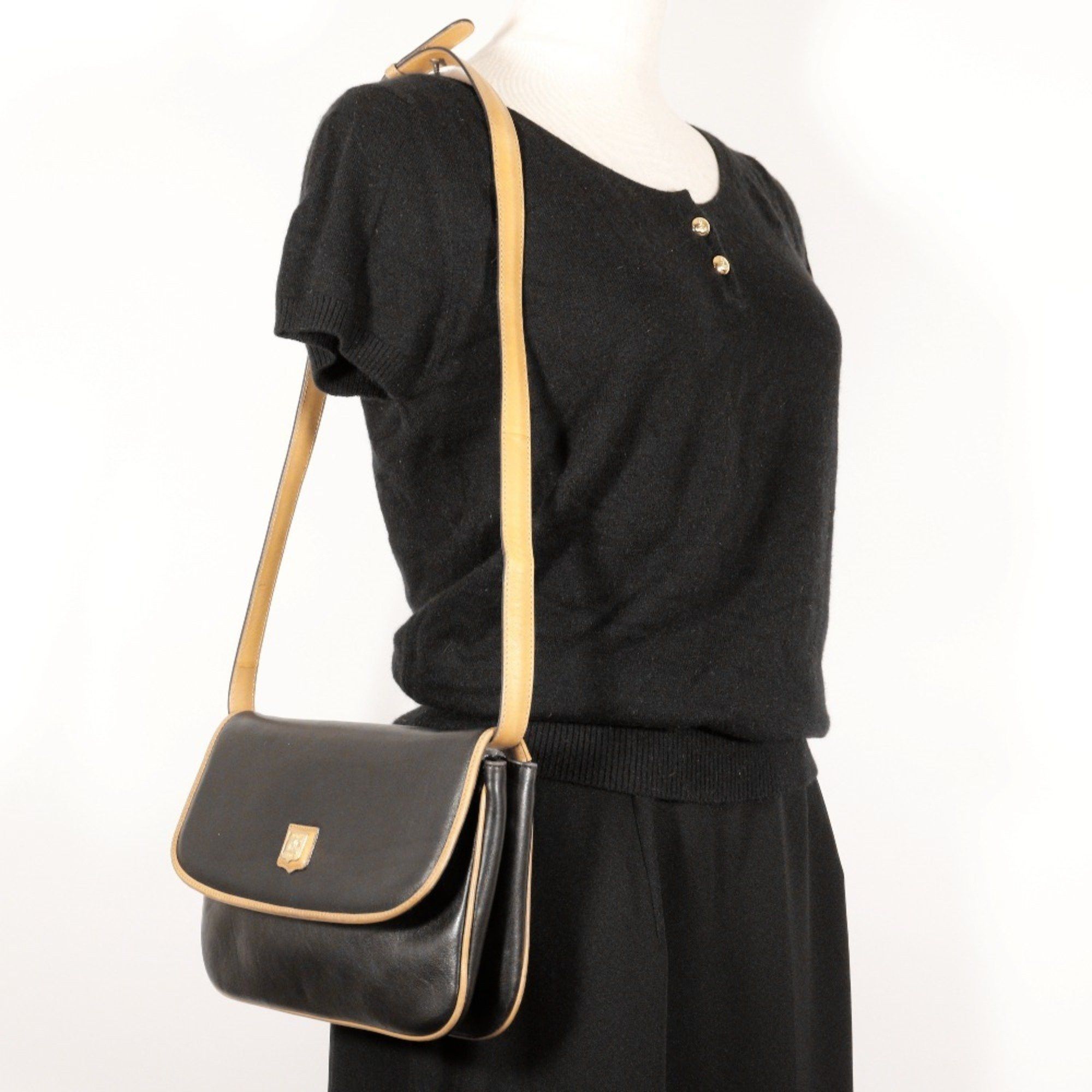 Celine CELINE Old Celine Shoulder Bag Clutch Calf Black A5 Snap Button Women's Size ONE SIZE - 10 Thumbnail