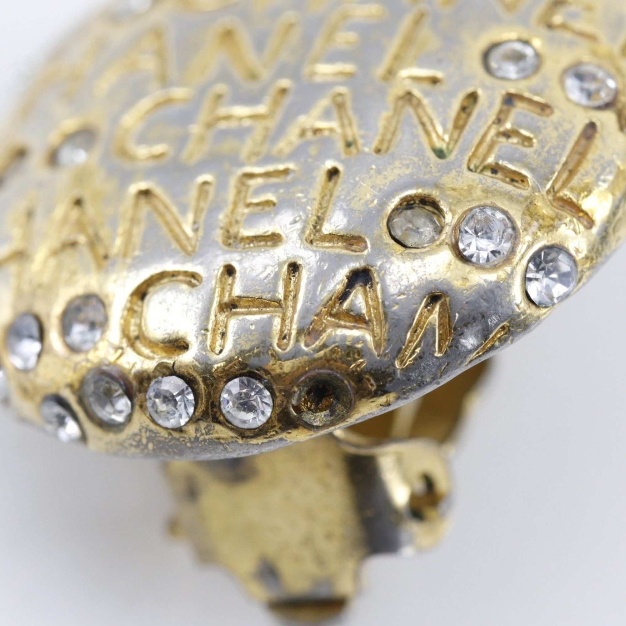 Chanel CHANEL Earrings, Gold Plated x Rhinestones, Approx. 20.5g, Logo, Women's Size ONE SIZE - 6 Thumbnail