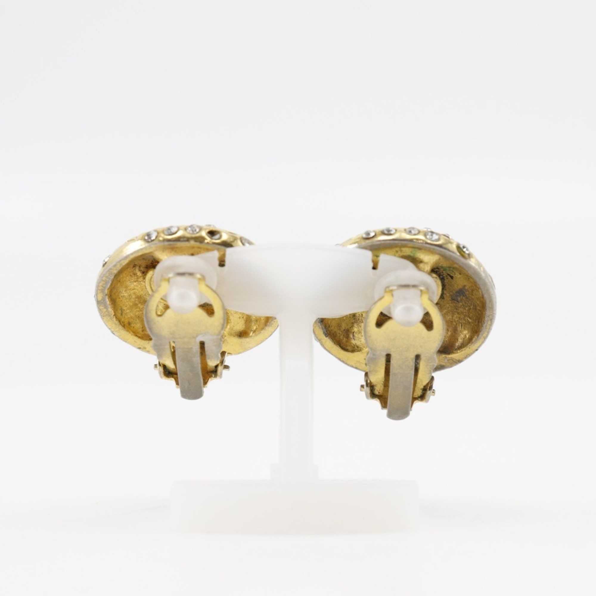 Chanel CHANEL Earrings, Gold Plated x Rhinestones, Approx. 20.5g, Logo, Women's Size ONE SIZE - 3 Thumbnail