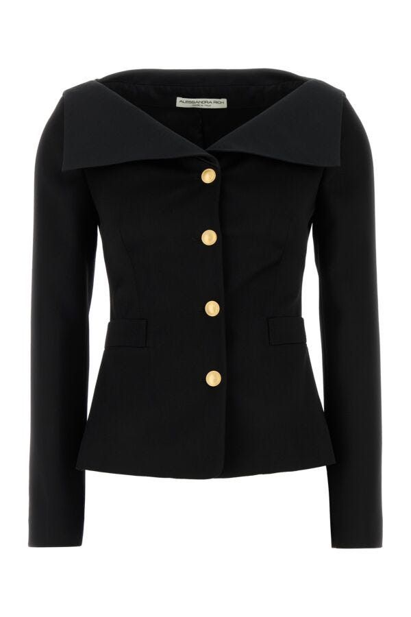 Alessandra Rich Black Wool Blazer Size M / US 6-8 / IT 42-44 - 3 Thumbnail