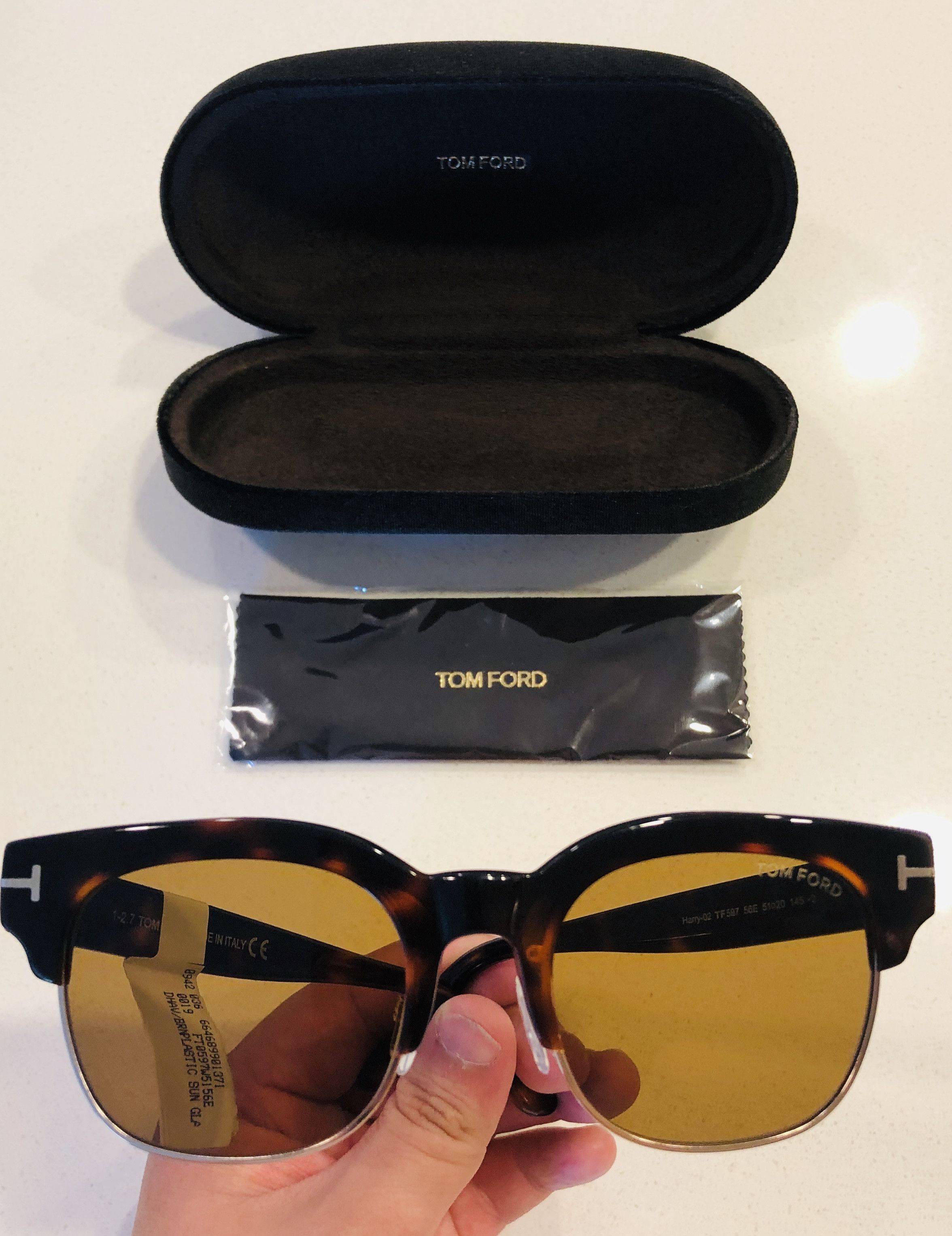 Tom Ford Tom Ford Tortoise Gold T Clubmaster Square Sunglasses FT0597 TF 597 56E Harry 02 MSRP 450 FLASH SALE 100OFF Grailed