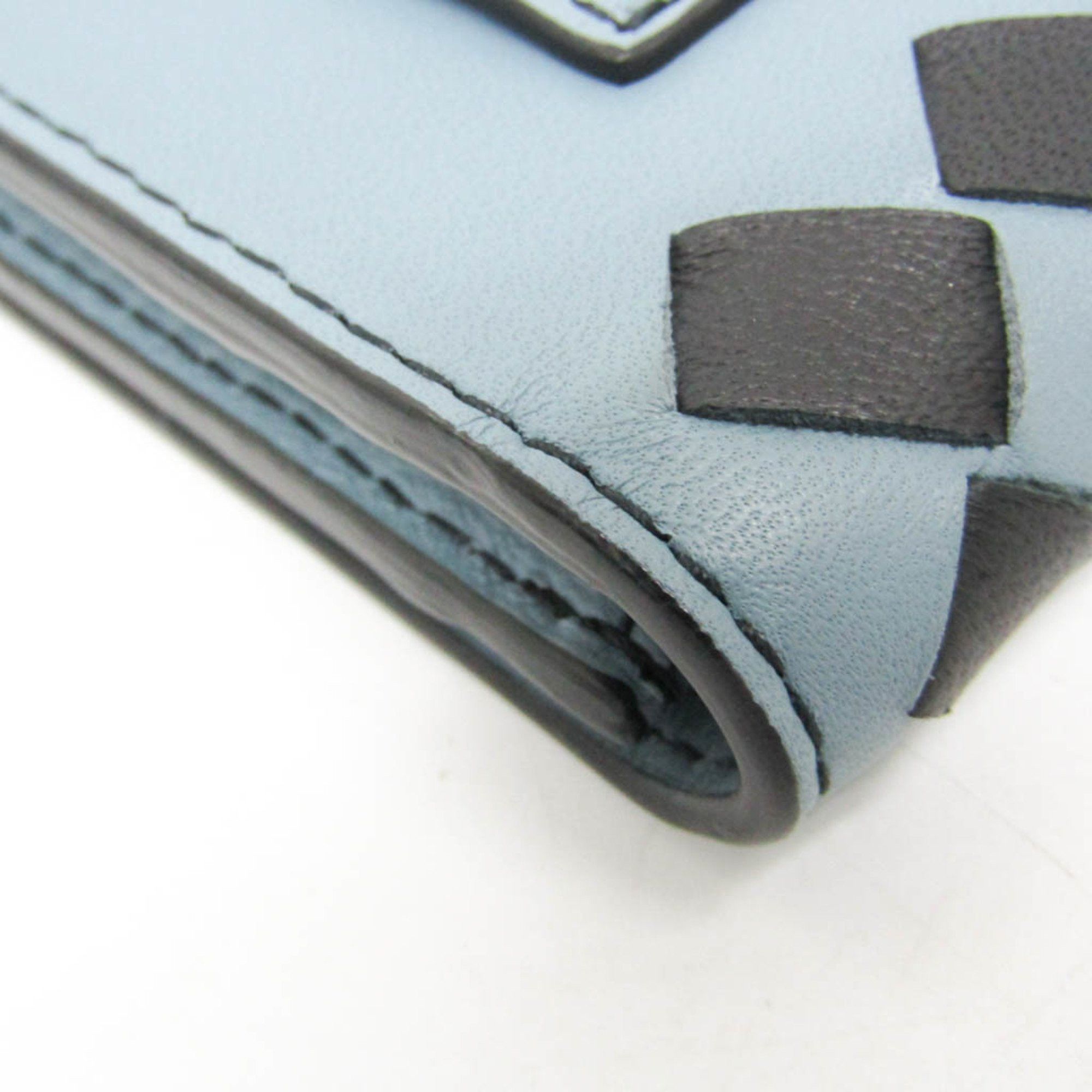Bottega Veneta Bottega Veneta Intrecciato Leather Card Case Black,Light Blue Gray Size ONE SIZE - 7 Thumbnail