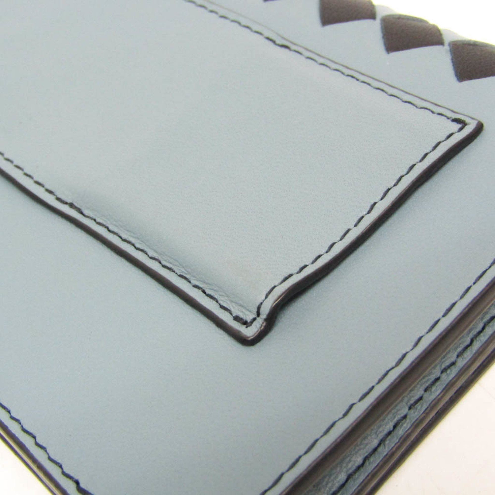 Bottega Veneta Bottega Veneta Intrecciato Leather Card Case Black,Light Blue Gray Size ONE SIZE - 8 Thumbnail