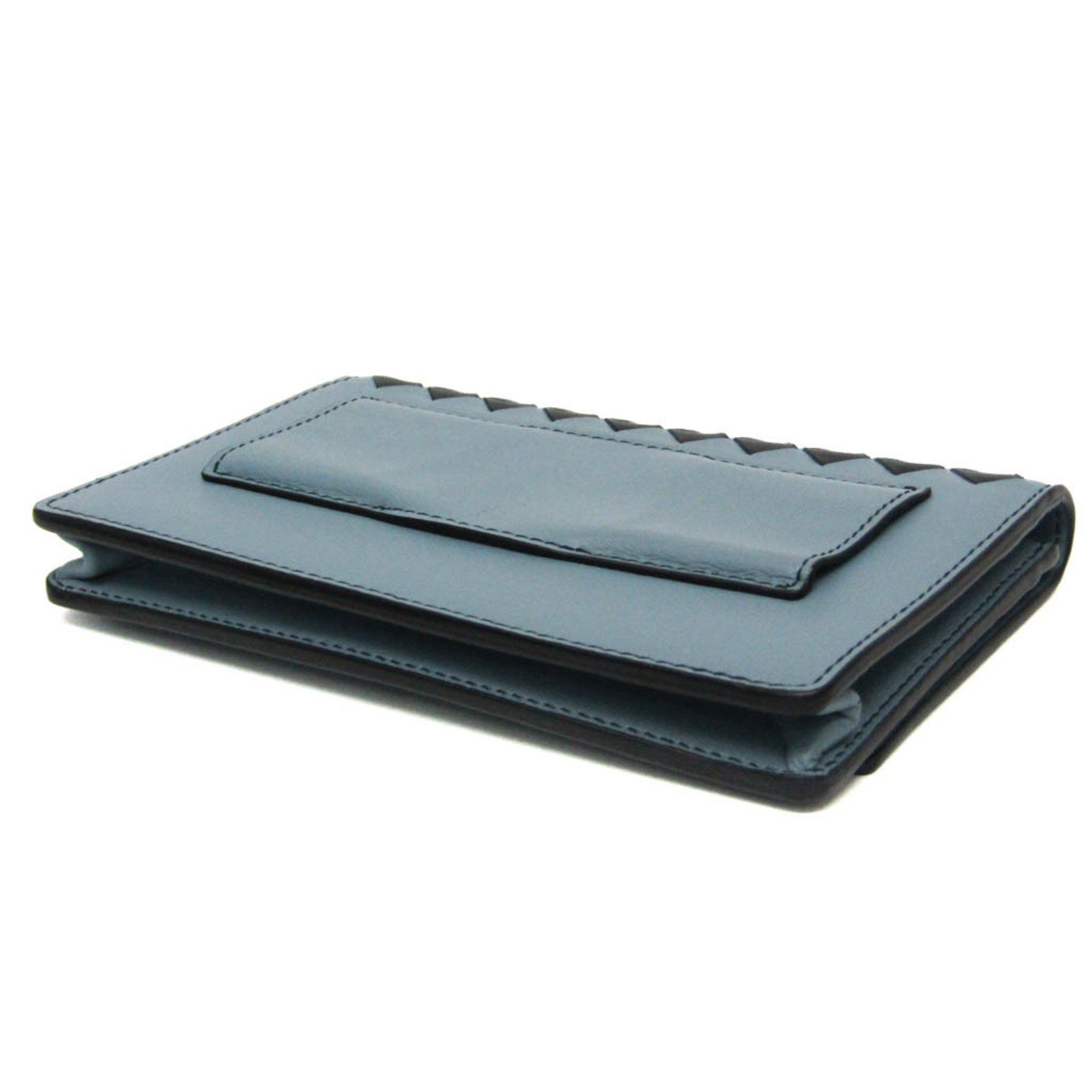 Bottega Veneta Bottega Veneta Intrecciato Leather Card Case Black,Light Blue Gray Size ONE SIZE - 3 Thumbnail