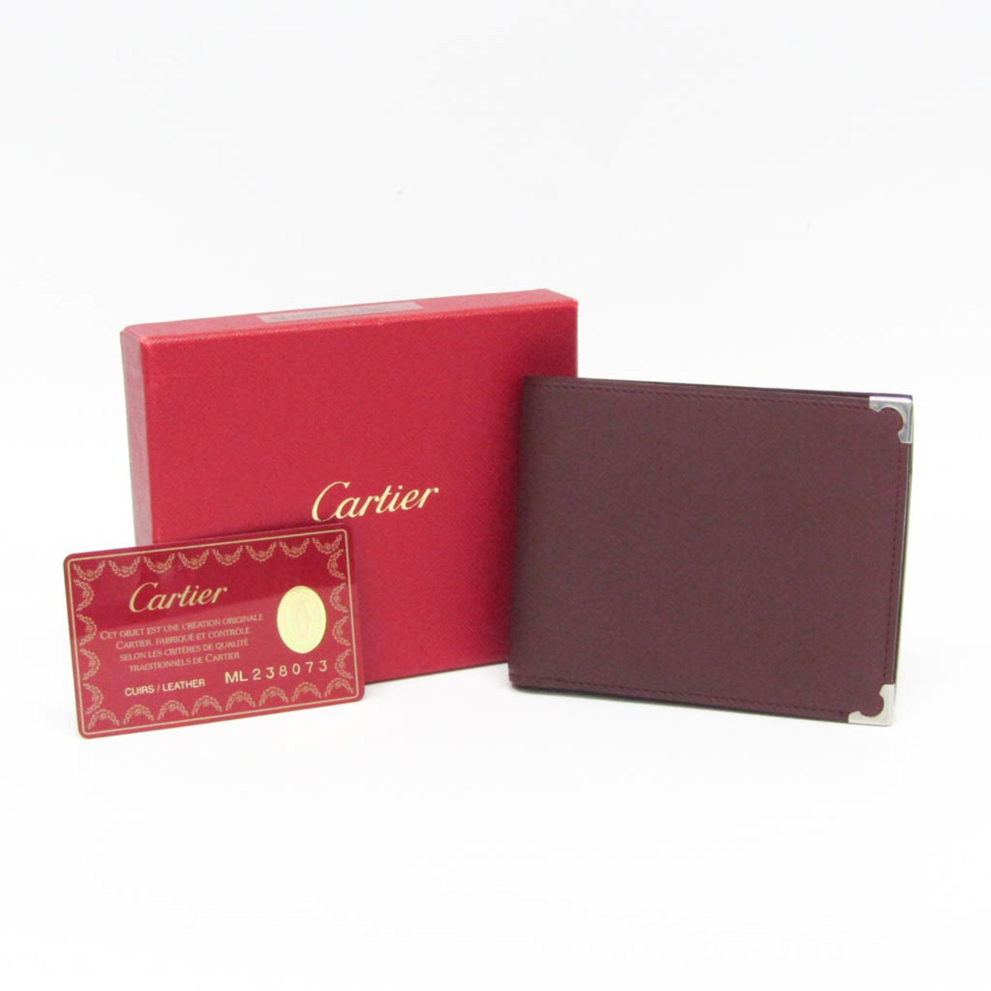 Cartier Cartier Must L3000594 Men,Women Calfskin Wallet (bi-fold) Bordeaux,Silver Size ONE SIZE - 2 Thumbnail