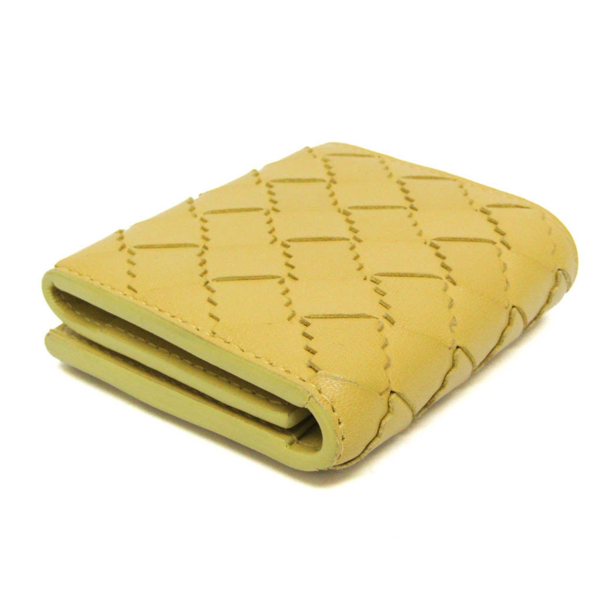 Bottega Veneta Bottega Veneta Intrecciato Zigzag 629563 Women's Leather Wallet (tri-fold) Yellow Size ONE SIZE - 3 Thumbnail
