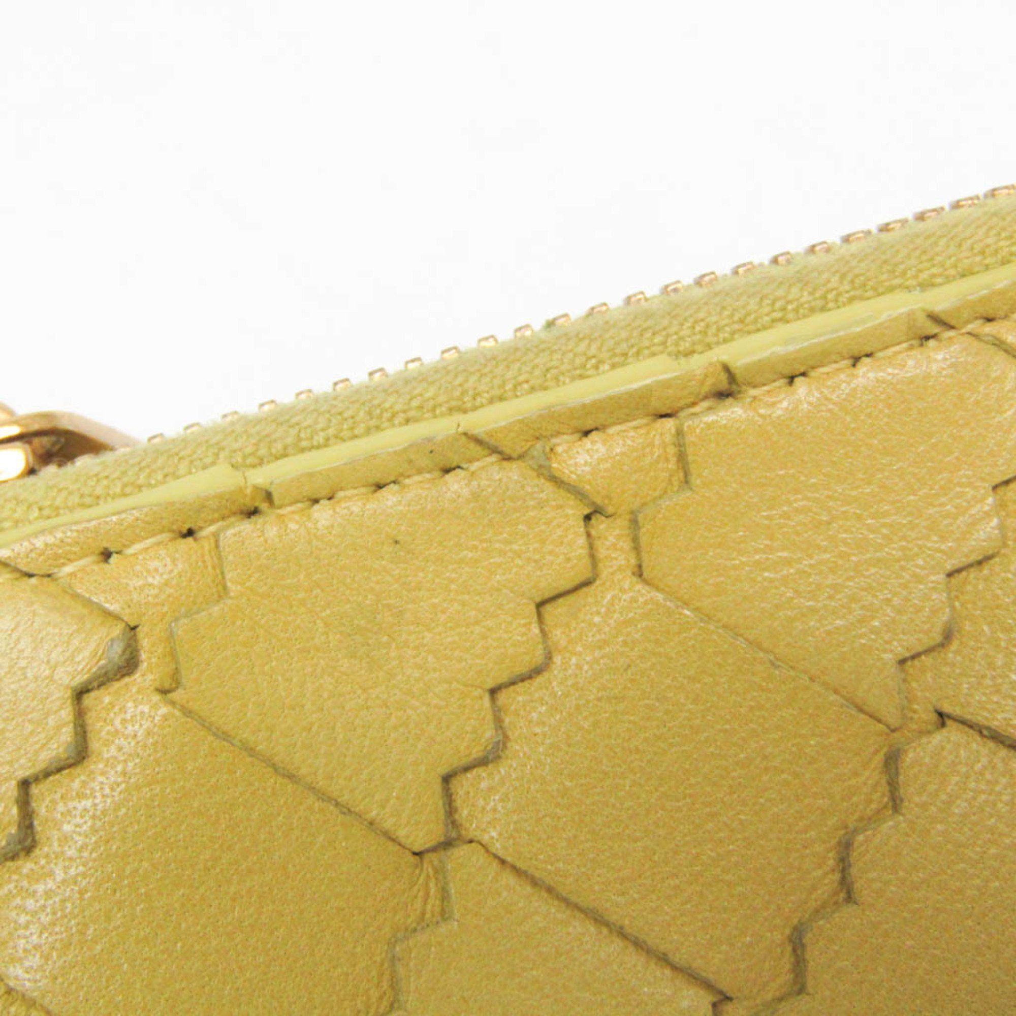 Bottega Veneta Bottega Veneta Intrecciato Zigzag 629563 Women's Leather Wallet (tri-fold) Yellow Size ONE SIZE - 7 Thumbnail