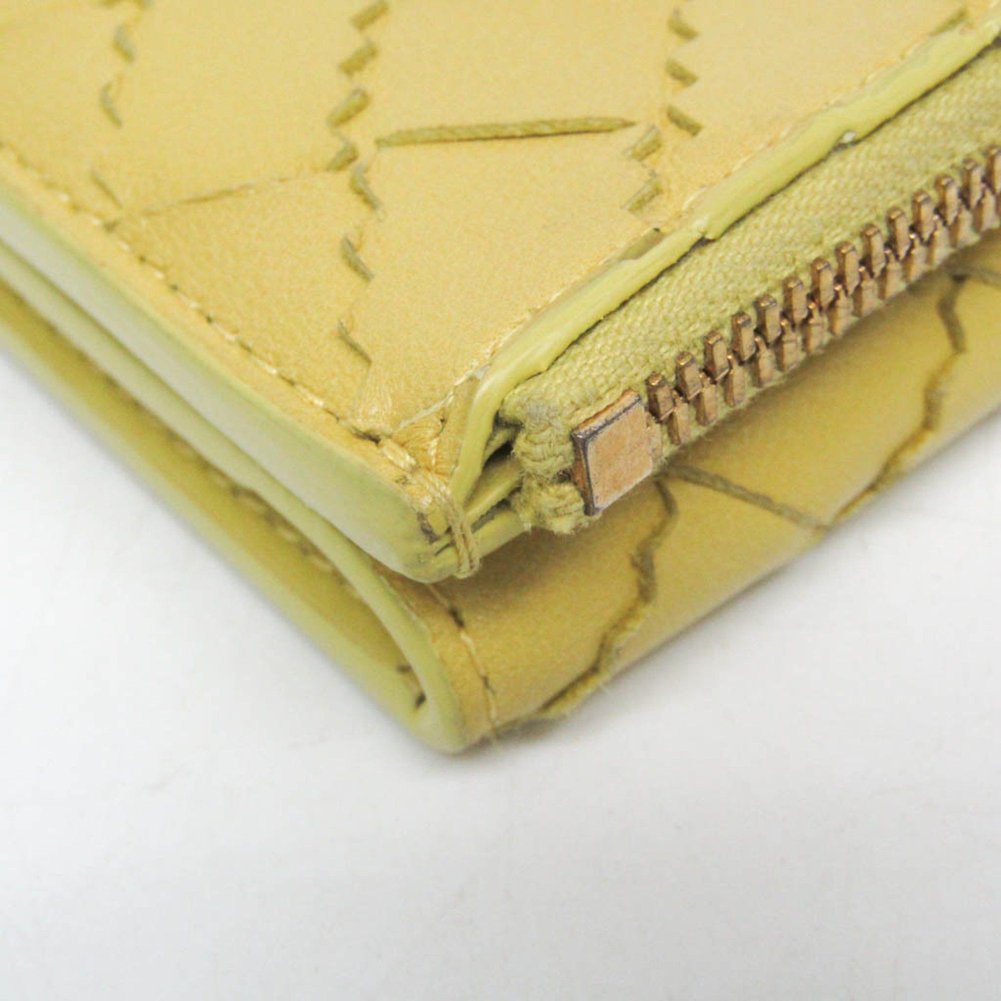 Bottega Veneta Bottega Veneta Intrecciato Zigzag 629563 Women's Leather Wallet (tri-fold) Yellow Size ONE SIZE - 8 Thumbnail