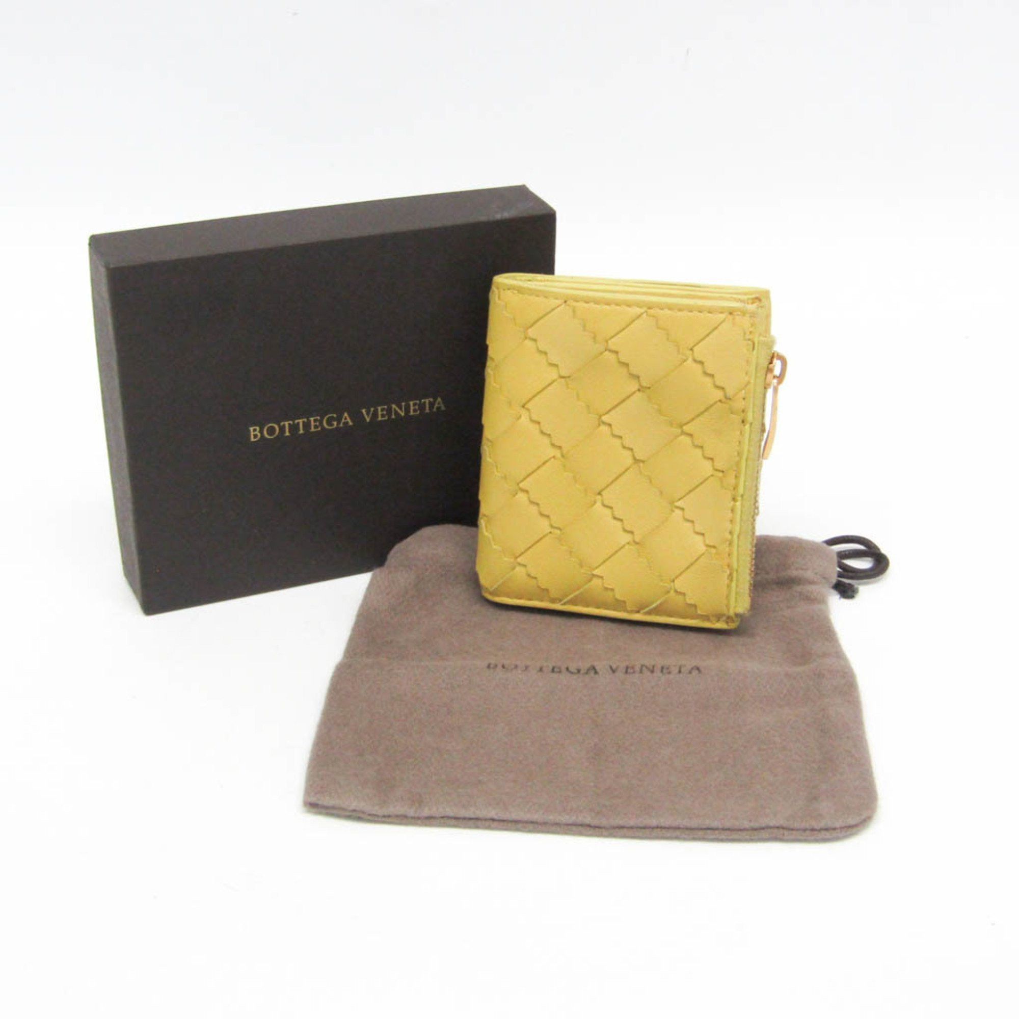 Bottega Veneta Bottega Veneta Intrecciato Zigzag 629563 Women's Leather Wallet (tri-fold) Yellow Size ONE SIZE - 2 Thumbnail
