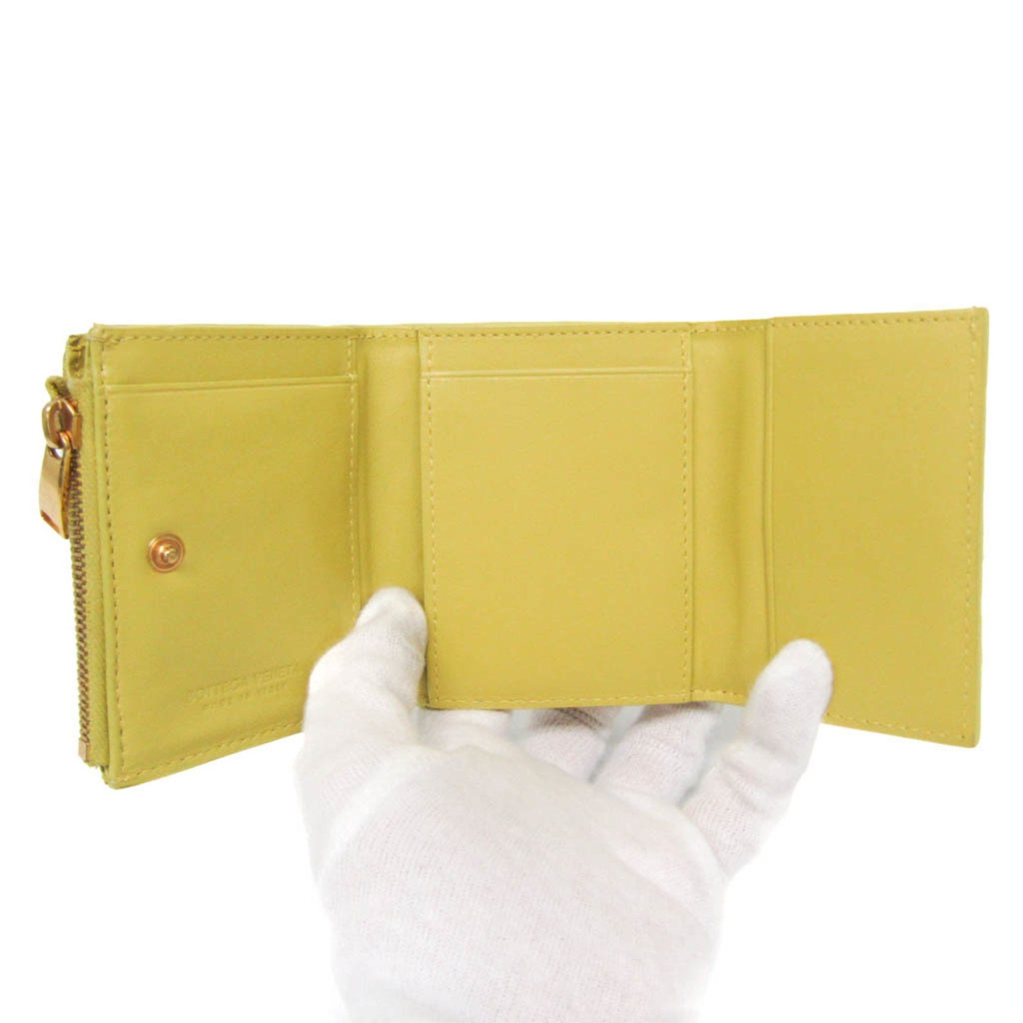 Bottega Veneta Bottega Veneta Intrecciato Zigzag 629563 Women's Leather Wallet (tri-fold) Yellow Size ONE SIZE - 4 Thumbnail