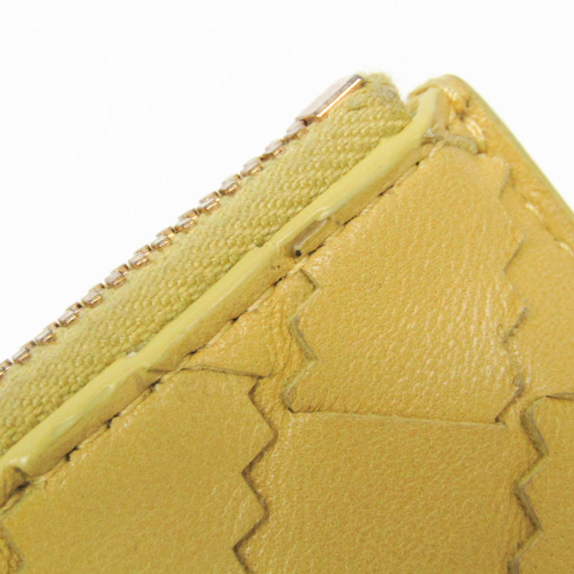 Bottega Veneta Bottega Veneta Intrecciato Zigzag 629563 Women's Leather Wallet (tri-fold) Yellow Size ONE SIZE - 10 Thumbnail