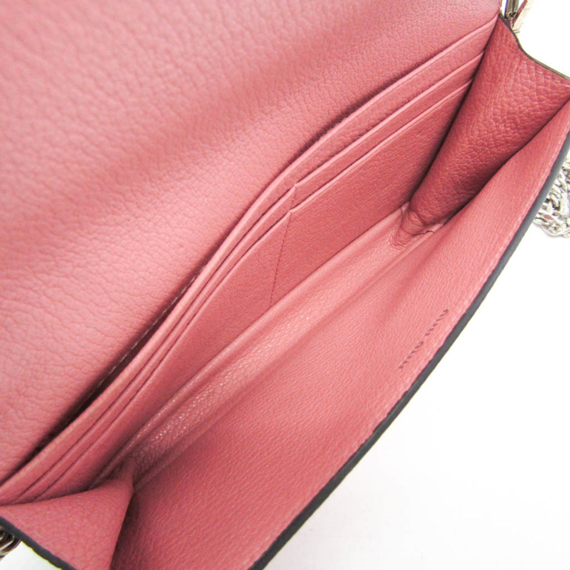 Miu Miu Miu Miu Chain Shoulder Wallet Pochette Women's Leather Pouch,Shoulder Bag Pink Size ONE SIZE - 3 Thumbnail