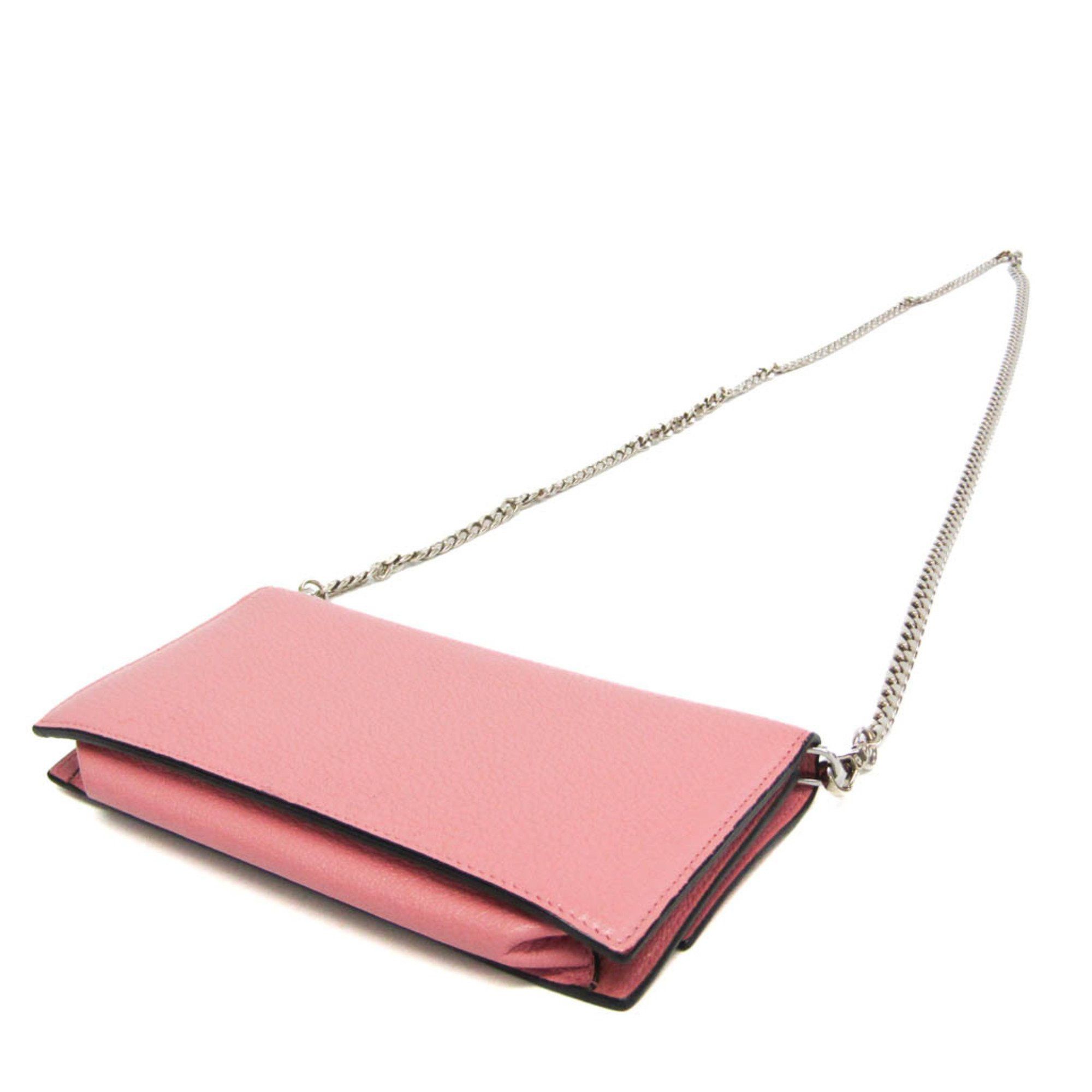 Miu Miu Miu Miu Chain Shoulder Wallet Pochette Women's Leather Pouch,Shoulder Bag Pink Size ONE SIZE - 2 Thumbnail