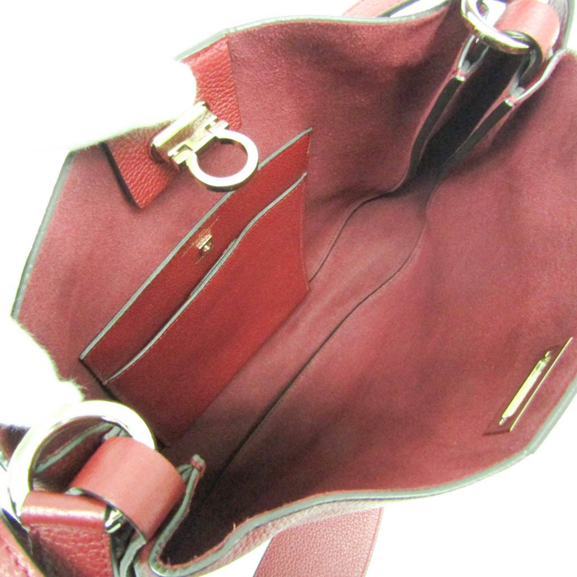 Salvatore Ferragamo Salvatore Ferragamo Gancini EZ-21 H904 Women's Leather Shoulder Bag Bordeaux Size ONE SIZE - 4 Thumbnail
