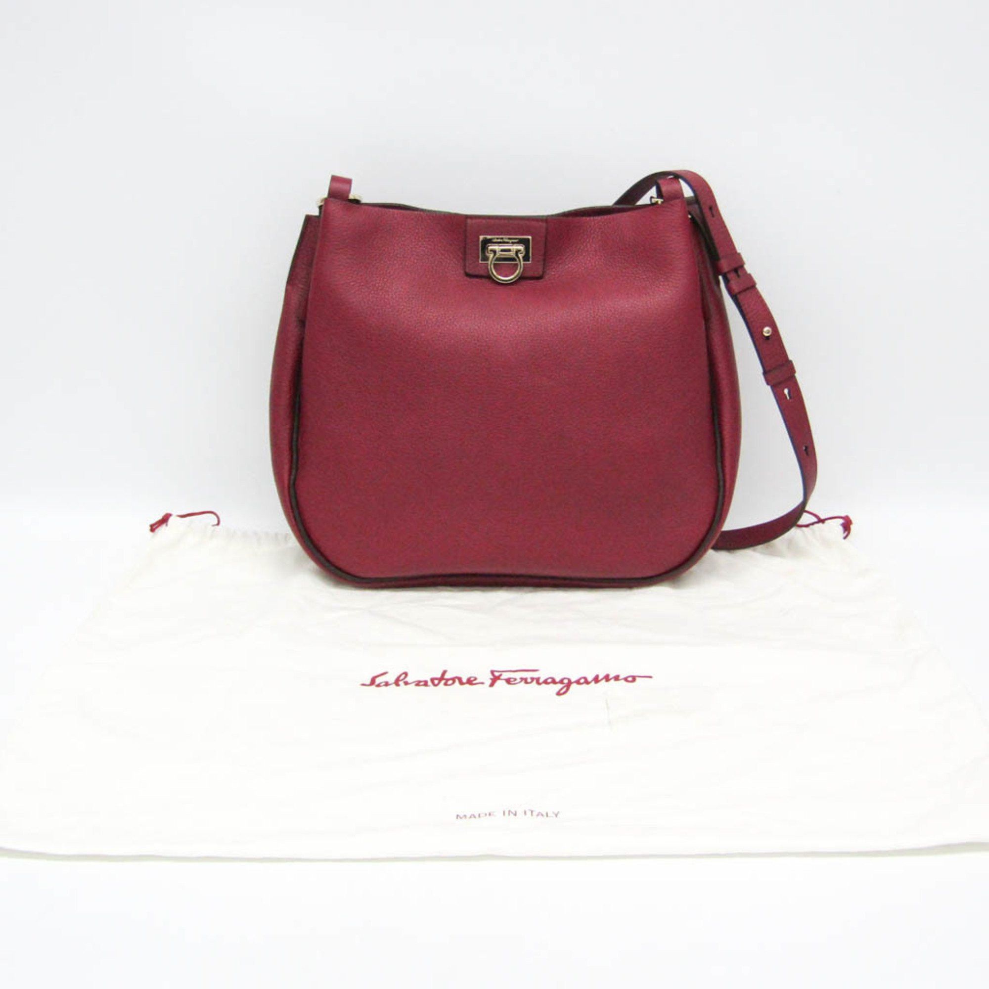 Salvatore Ferragamo Salvatore Ferragamo Gancini EZ-21 H904 Women's Leather Shoulder Bag Bordeaux Size ONE SIZE - 2 Thumbnail