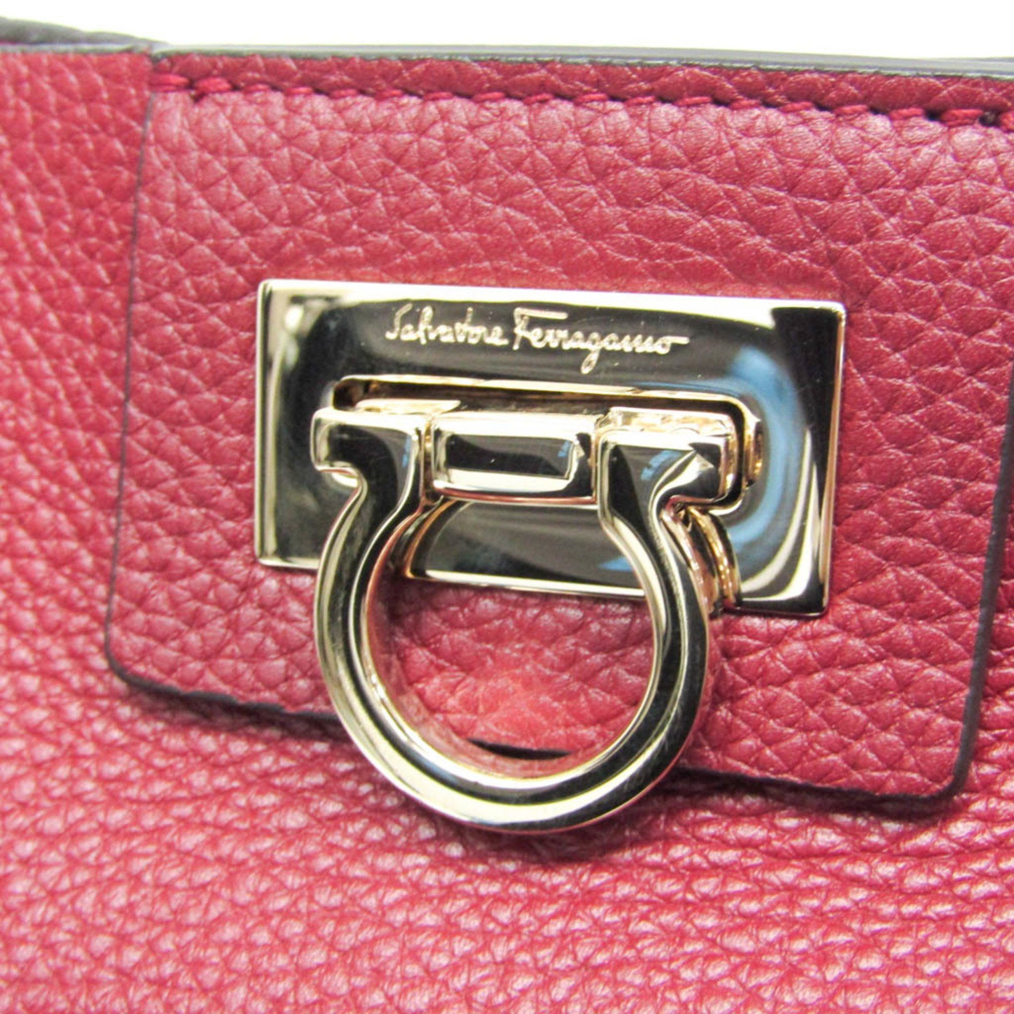 Salvatore Ferragamo Salvatore Ferragamo Gancini EZ-21 H904 Women's Leather Shoulder Bag Bordeaux Size ONE SIZE - 7 Thumbnail