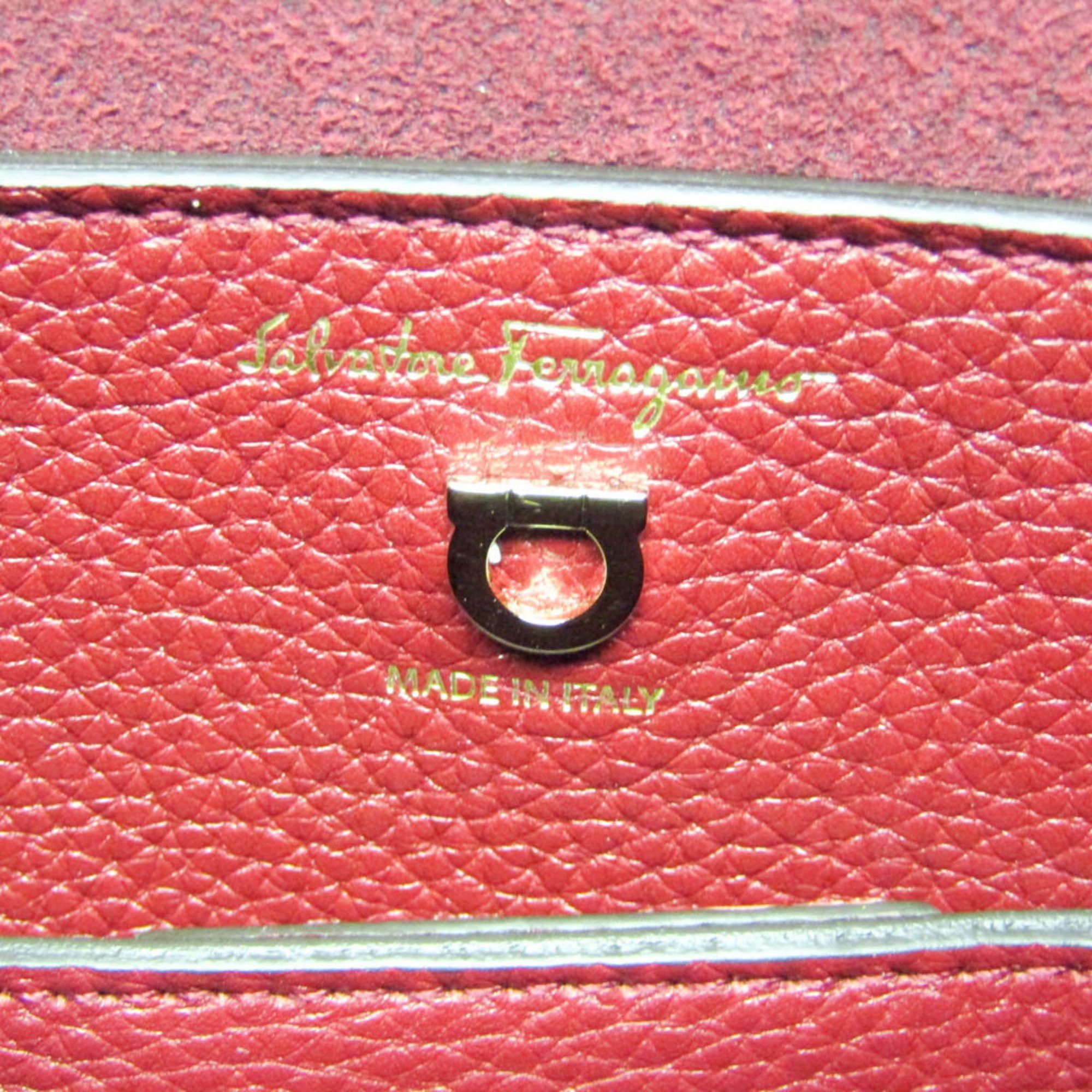 Salvatore Ferragamo Salvatore Ferragamo Gancini EZ-21 H904 Women's Leather Shoulder Bag Bordeaux Size ONE SIZE - 12 Thumbnail