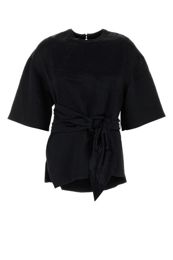 Nanushka Black Satin Besia T-Shirt Size M / US 6-8 / IT 42-44 - 3 Thumbnail