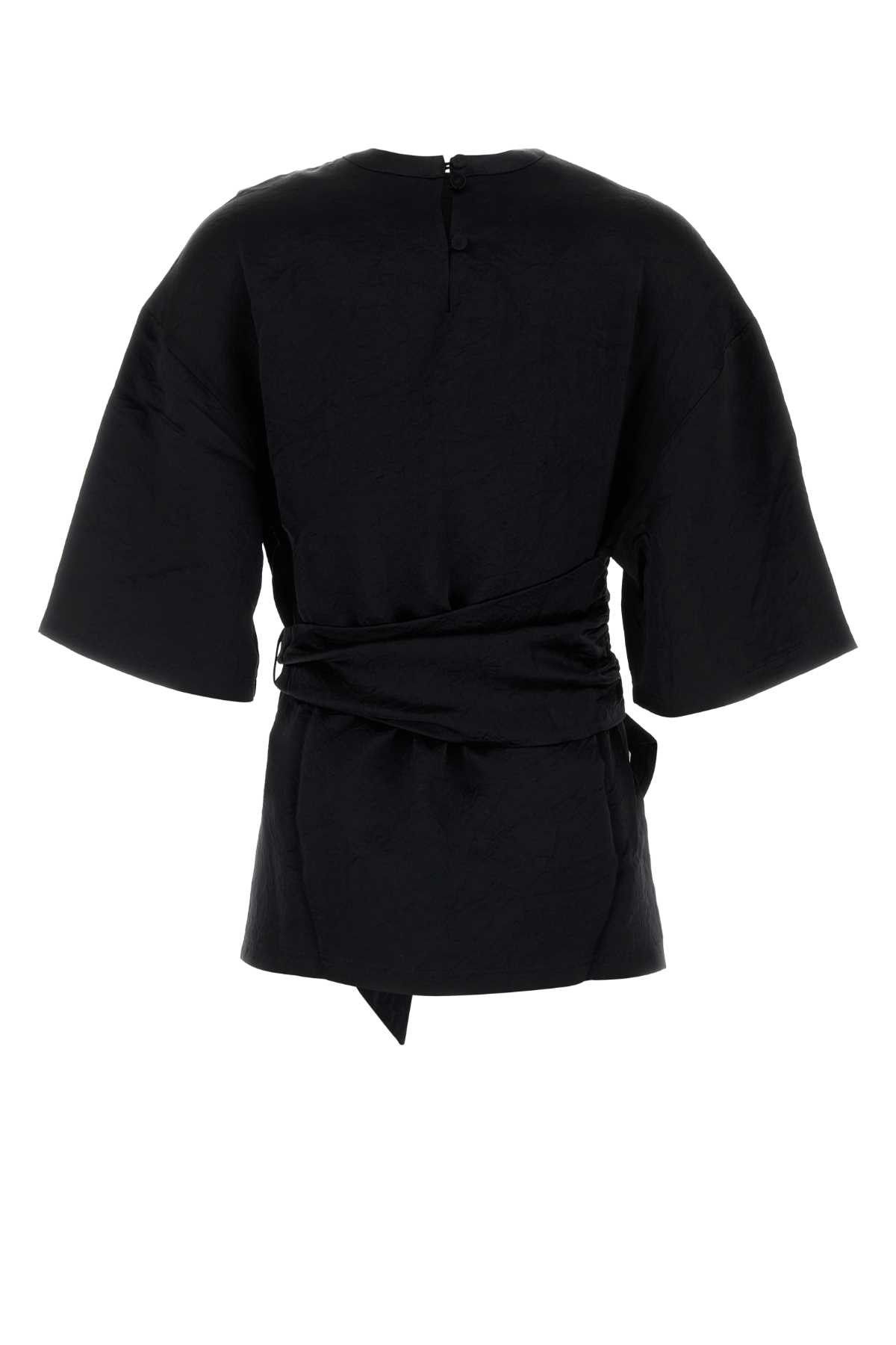 Nanushka Black Satin Besia T-Shirt Size S / US 4 / IT 40 - 2 Thumbnail