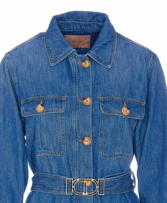 TWINSET TWINSET Women Jackets 251TP2610 01611 Blue Size M / US 6-8 / IT 42-44 - 4 Thumbnail