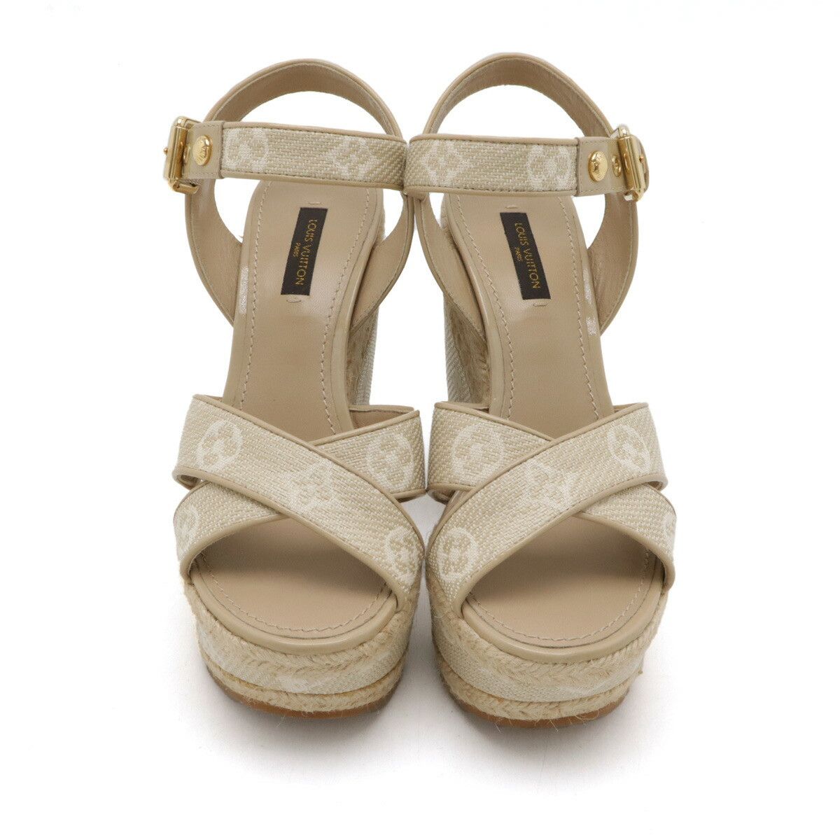 Louis Vuitton Louis Vuitton Louis Vuitton Monogram Starboard Wedge Sandals CL1122 Canvas Shoes Size ONE SIZE - 4 Thumbnail