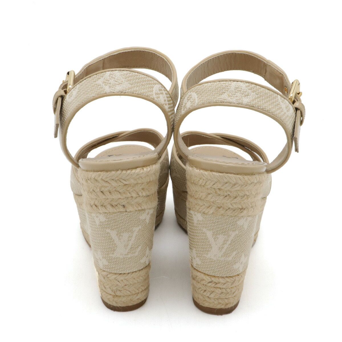 Louis Vuitton Louis Vuitton Louis Vuitton Monogram Starboard Wedge Sandals CL1122 Canvas Shoes Size ONE SIZE - 3 Thumbnail