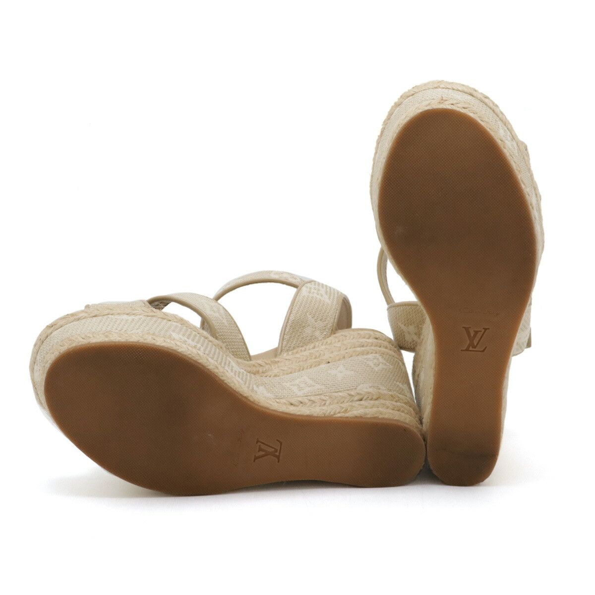 Louis Vuitton Louis Vuitton Louis Vuitton Monogram Starboard Wedge Sandals CL1122 Canvas Shoes Size ONE SIZE - 5 Thumbnail