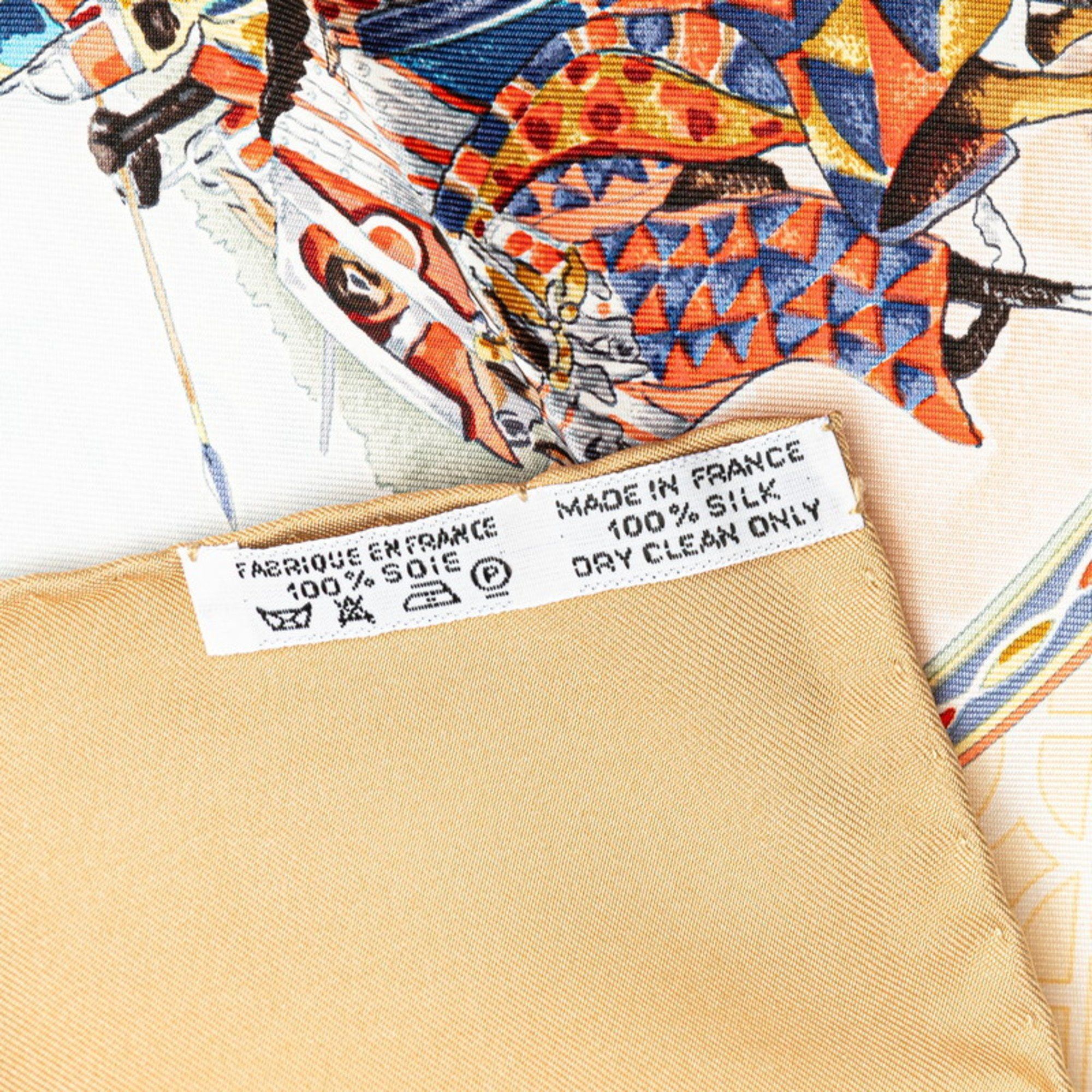 Hermes Carre 90 CAVALIERS PEULS Pool tribe riders scarf muffler brown multicolor silk women's HERMES