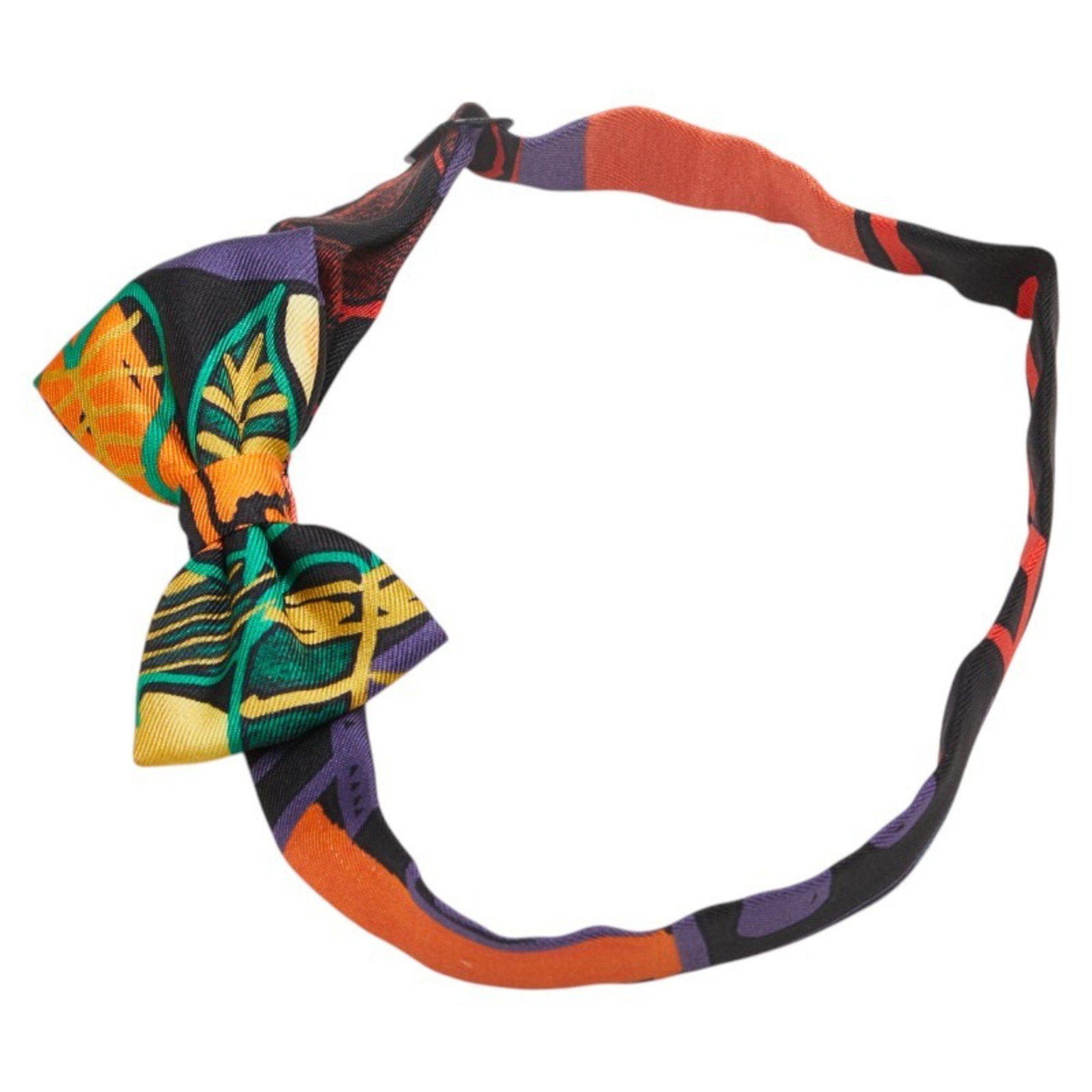 Hermes Hermes Nou Papillon Bow Tie Ribbon Orange Black Green Multicolor Silk Men's HERMES Size ONE SIZE - 2 Thumbnail
