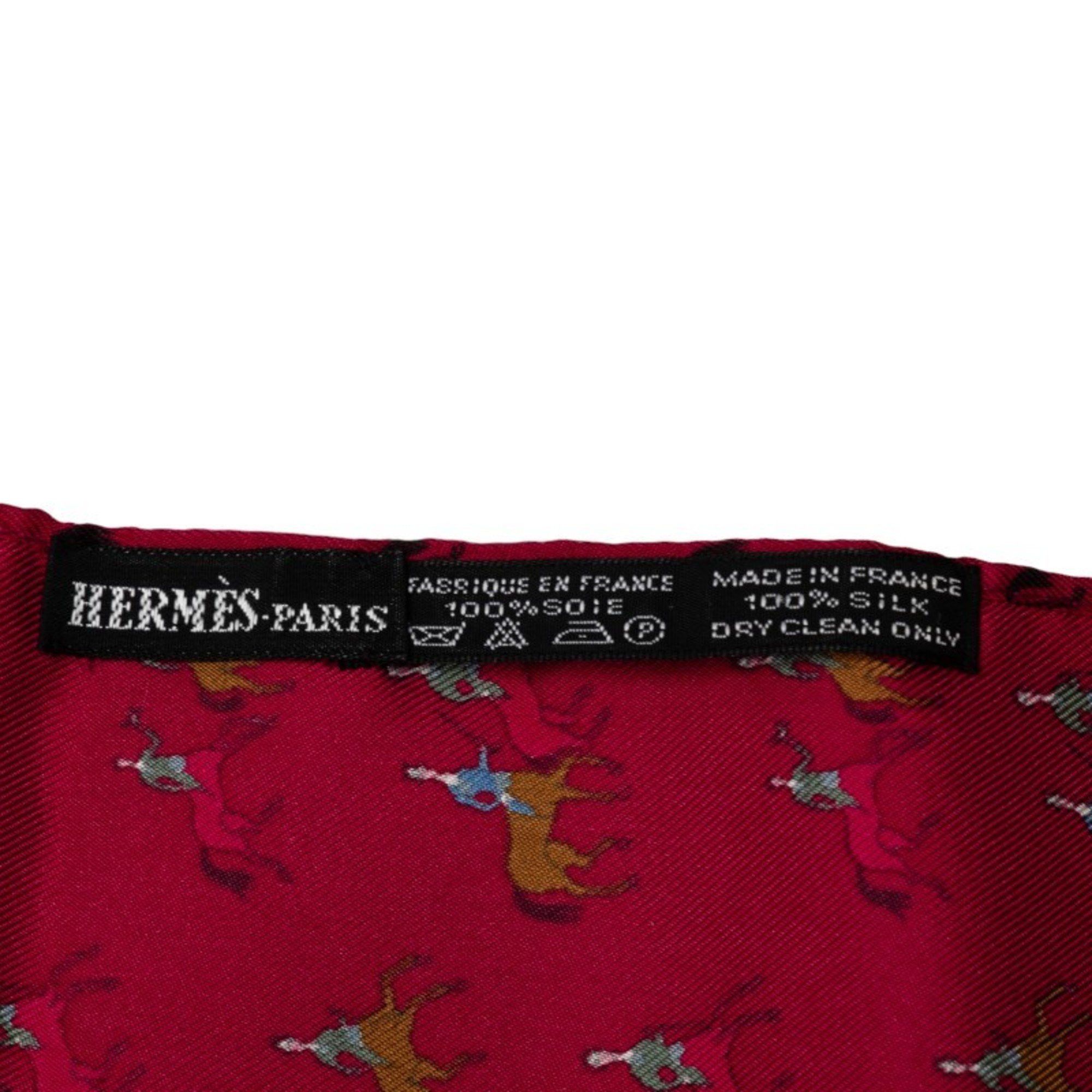 Hermes Hermes Margiela period scarf wine red multicolor silk women's HERMES Size ONE SIZE - 4 Thumbnail