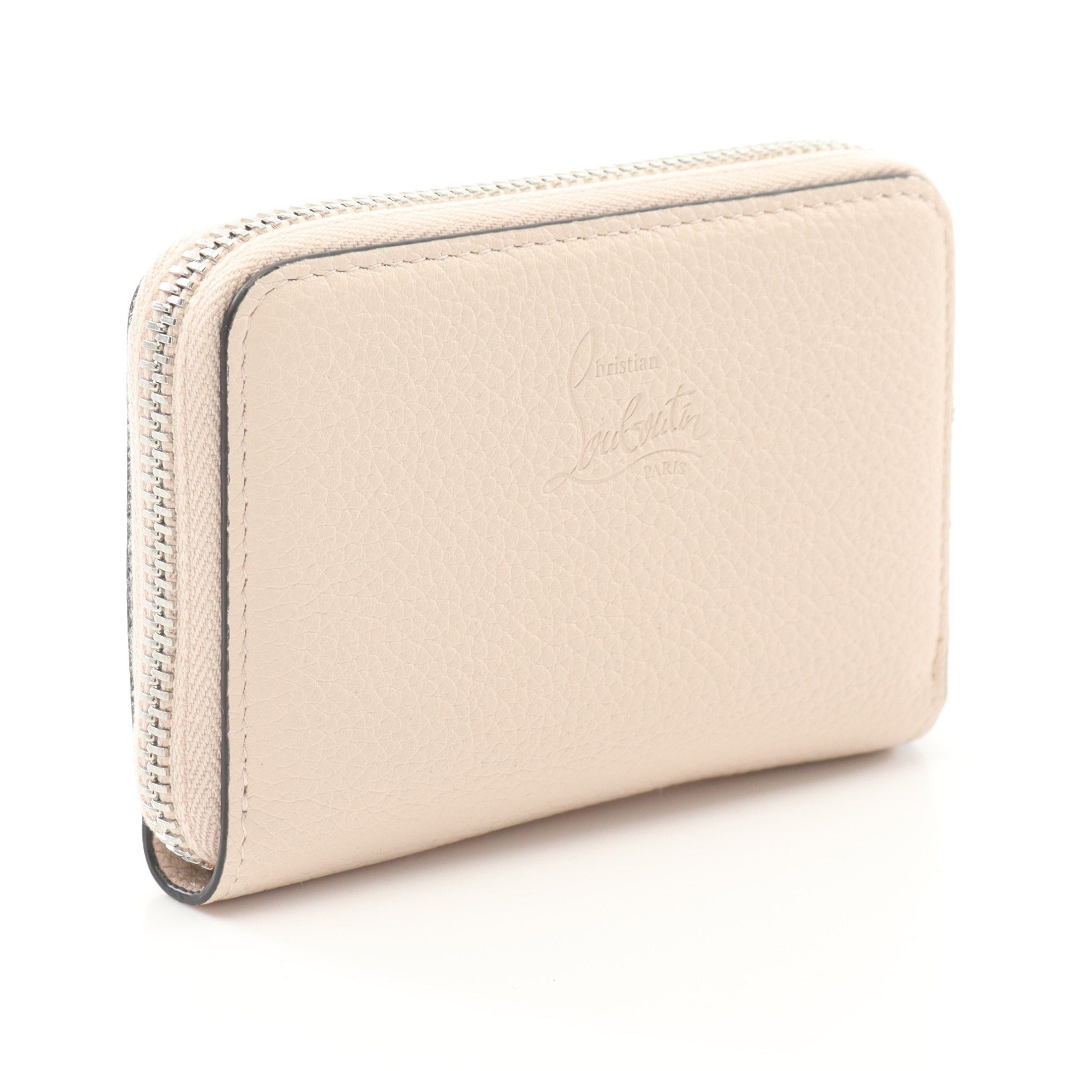 Christian Louboutin Christian Louboutin Panettone Round Fastener Coin Purse Leather Light Beige Spike Studs Size ONE SIZE - 2 Thumbnail