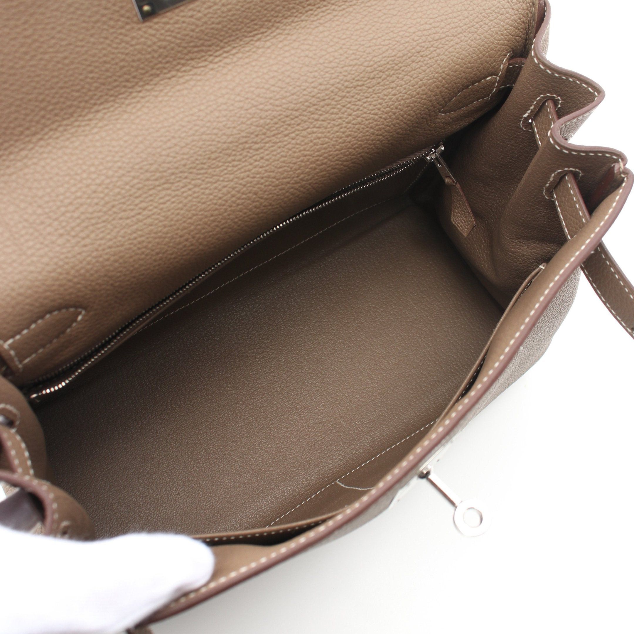 Hermes Hermes Kelly28 Etoupe Handbag Togo Gray Brown Silver Hardware Z Stamp Size ONE SIZE - 3 Thumbnail