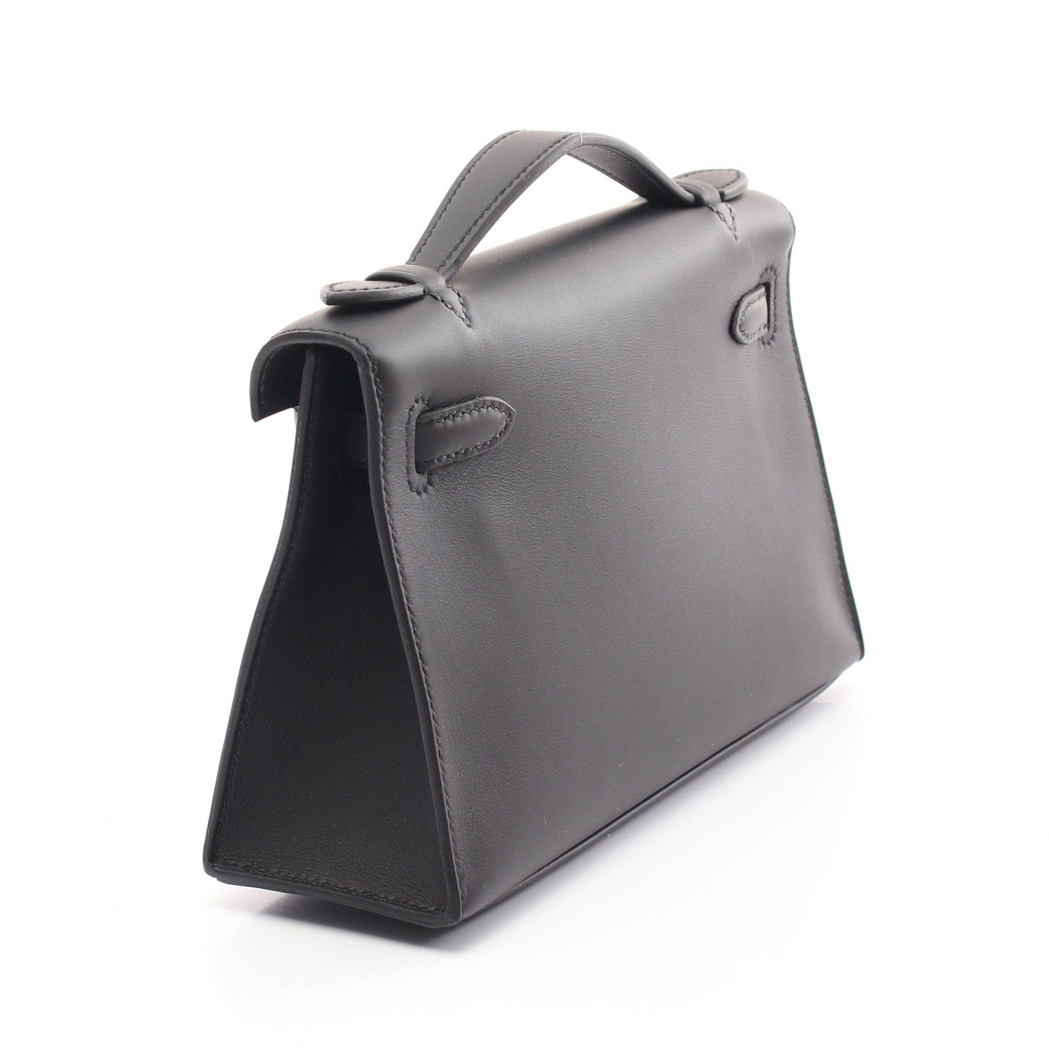 Hermes Hermes Pochette Kelly Mini Handbag Veau Swift Black Gold Hardware Double Engraved Size ONE SIZE - 2 Thumbnail