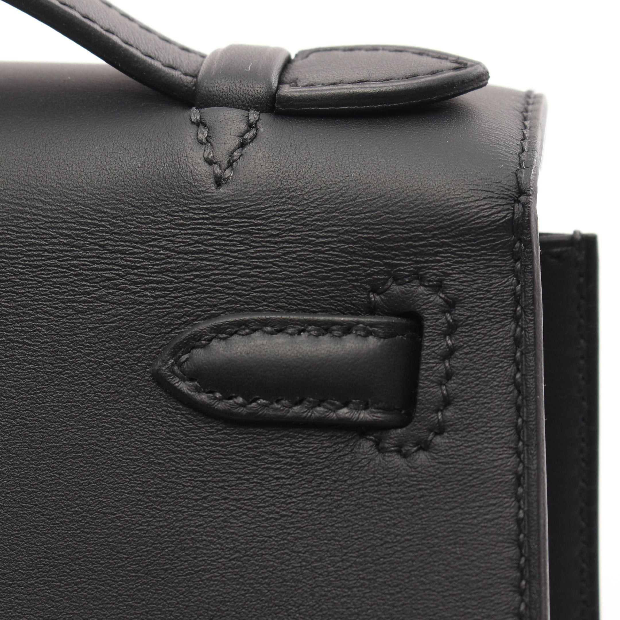 Hermes Hermes Pochette Kelly Mini Handbag Veau Swift Black Gold Hardware Double Engraved Size ONE SIZE - 6 Thumbnail