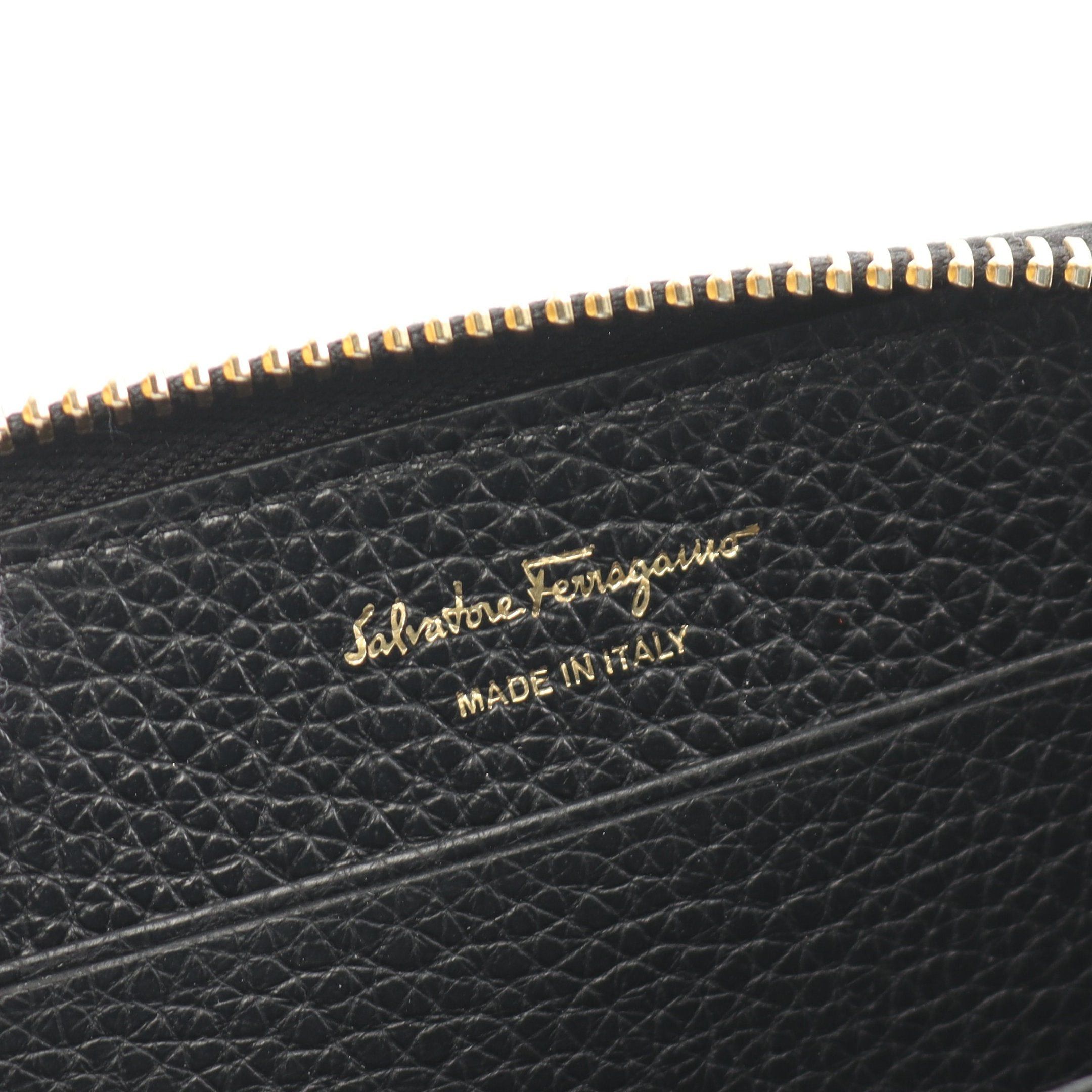 Salvatore Ferragamo Salvatore Ferragamo Double Gancini Card Case Coin Purse Leather Black Size ONE SIZE - 4 Thumbnail