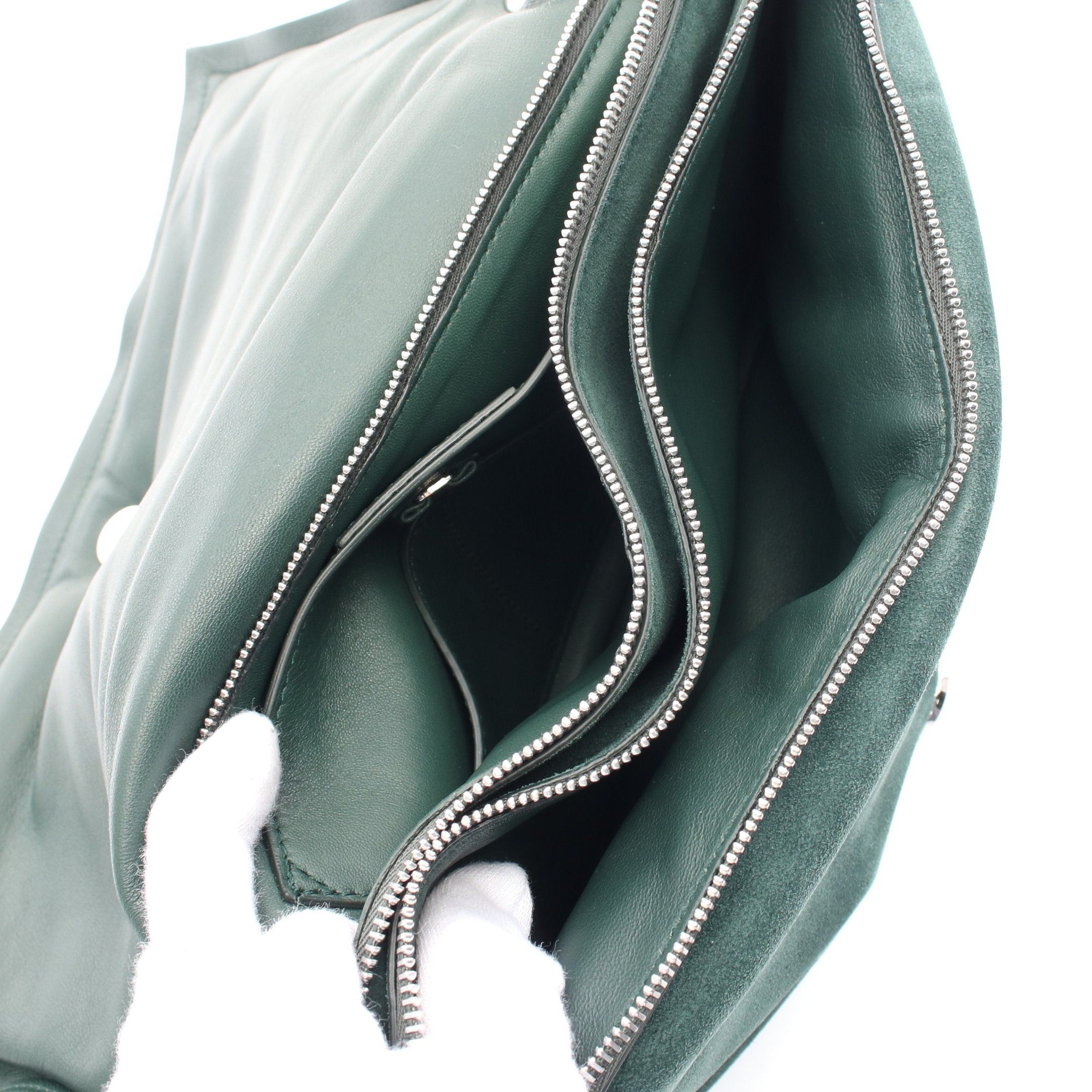 Salvatore Ferragamo Salvatore Ferragamo Vara Ribbon Chain Shoulder Bag Suede Leather Dark Green Size ONE SIZE - 3 Thumbnail