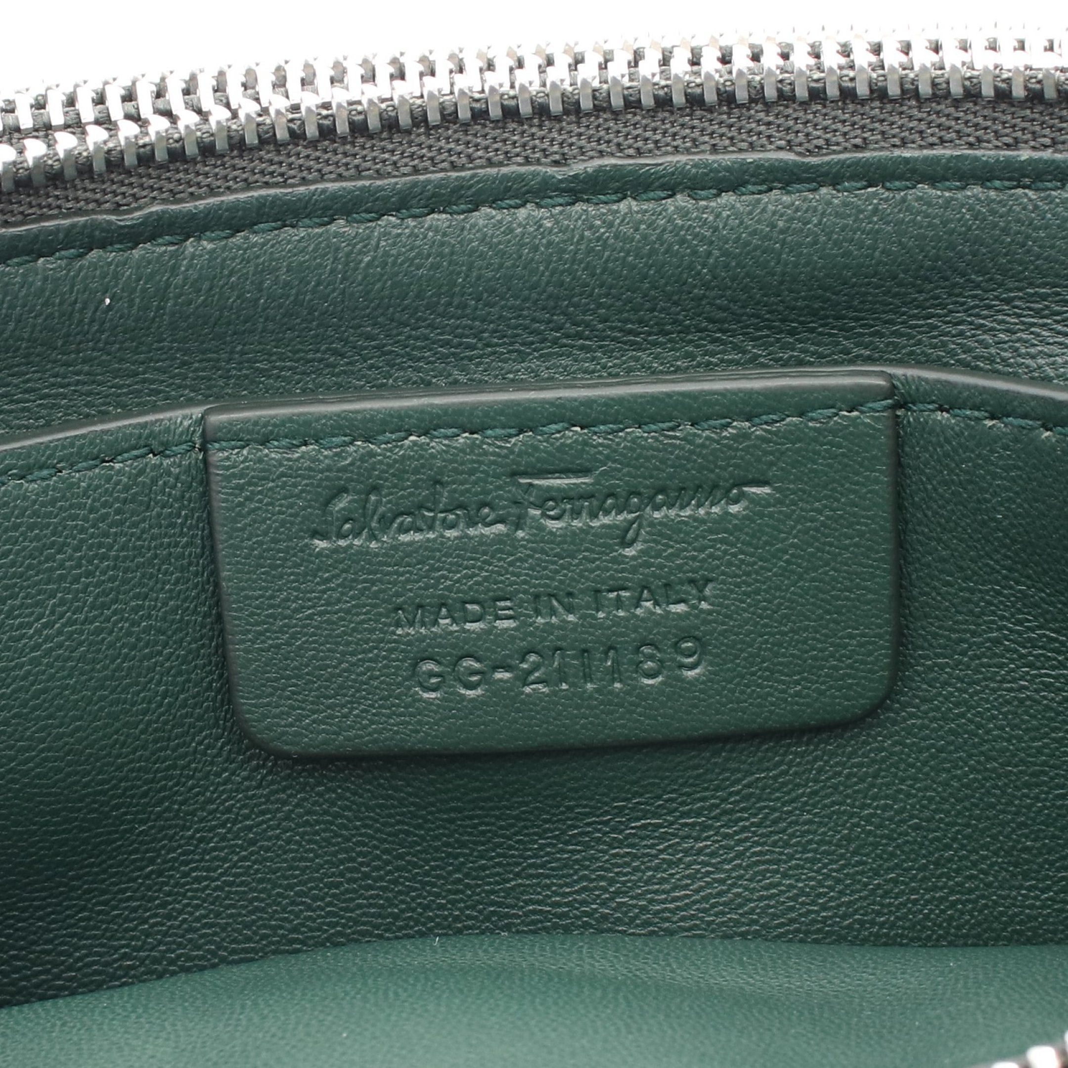 Salvatore Ferragamo Salvatore Ferragamo Vara Ribbon Chain Shoulder Bag Suede Leather Dark Green Size ONE SIZE - 4 Thumbnail