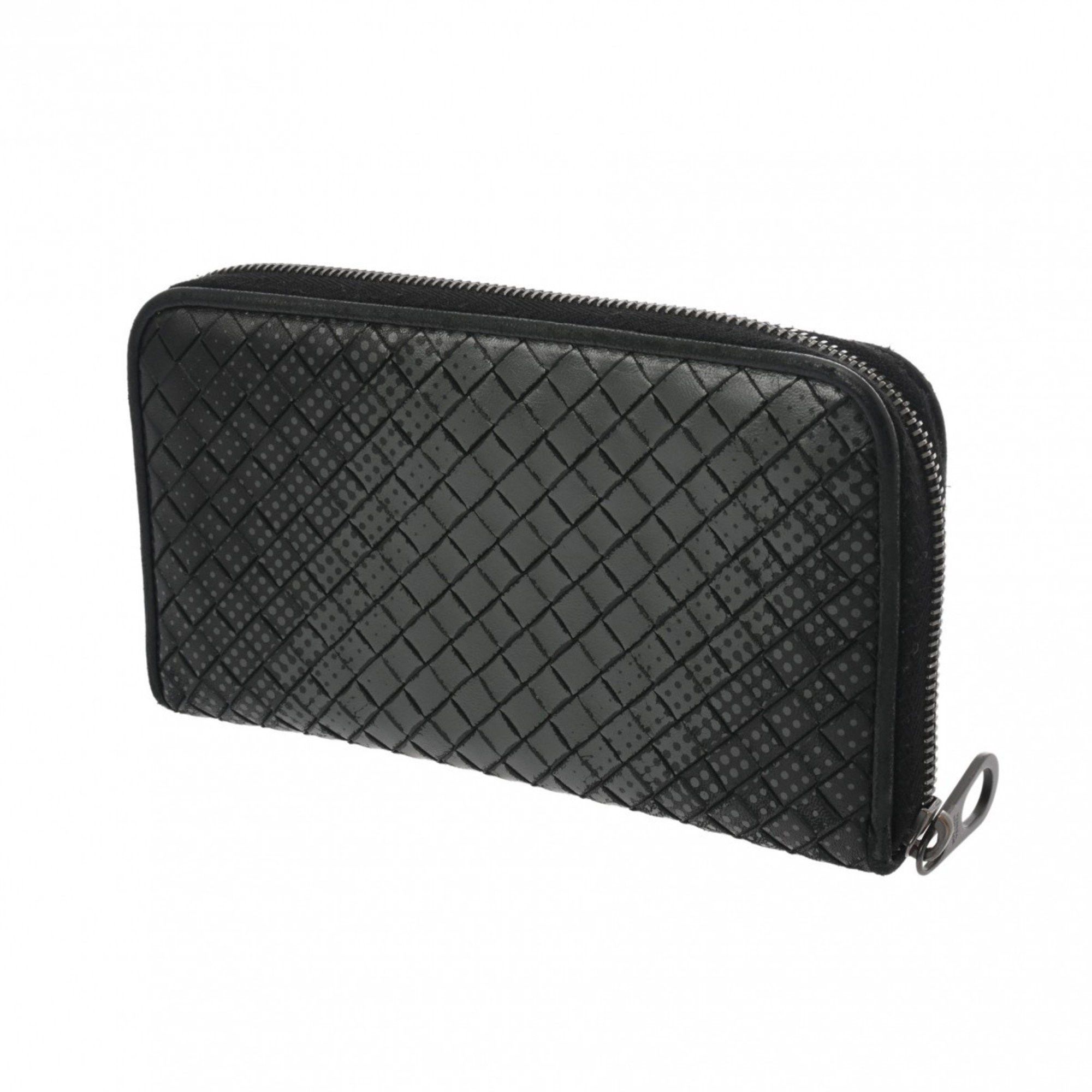 Bottega Veneta BOTTEGAVENETA Bottega Veneta Intrecciato Round Wallet Dot Black/Grey Men's Leather Long Size ONE SIZE - 3 Thumbnail