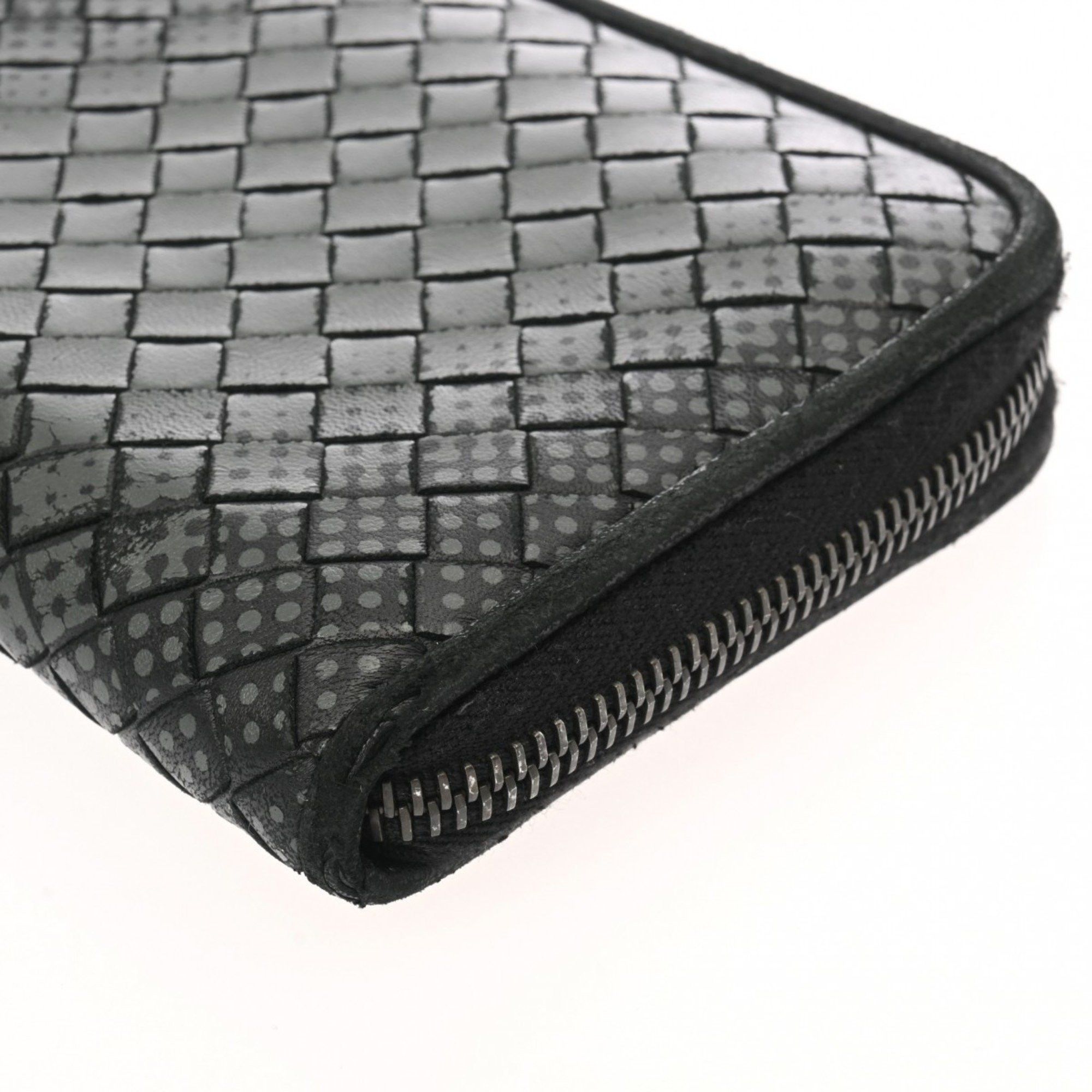 Bottega Veneta BOTTEGAVENETA Bottega Veneta Intrecciato Round Wallet Dot Black/Grey Men's Leather Long Size ONE SIZE - 6 Thumbnail